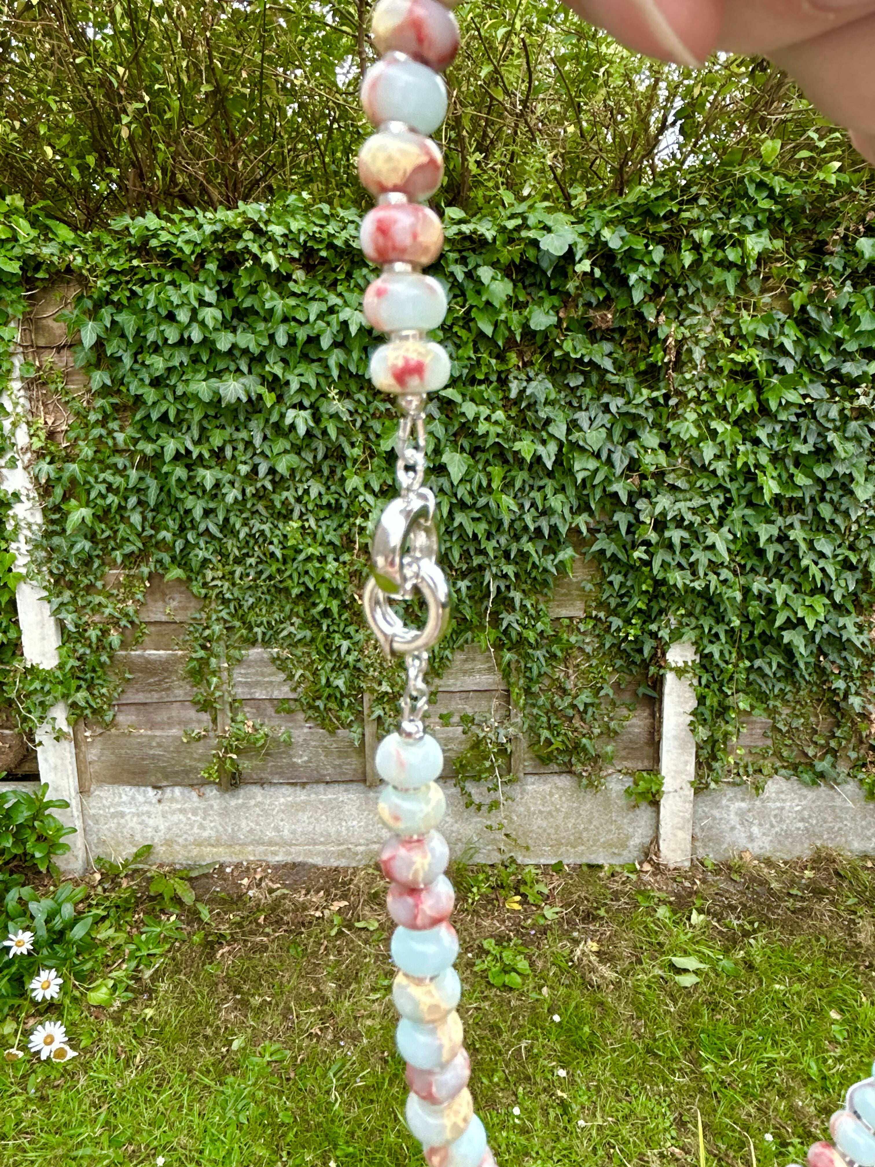 Double clasp rondel bead necklace/charm