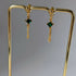 Emerald Green Zirconia Chain Earrrings on Gold Plated Ball Stud