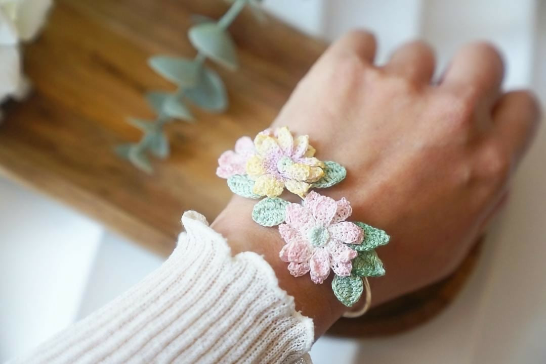 Handmade Micro Crochet Cosmos Bangles