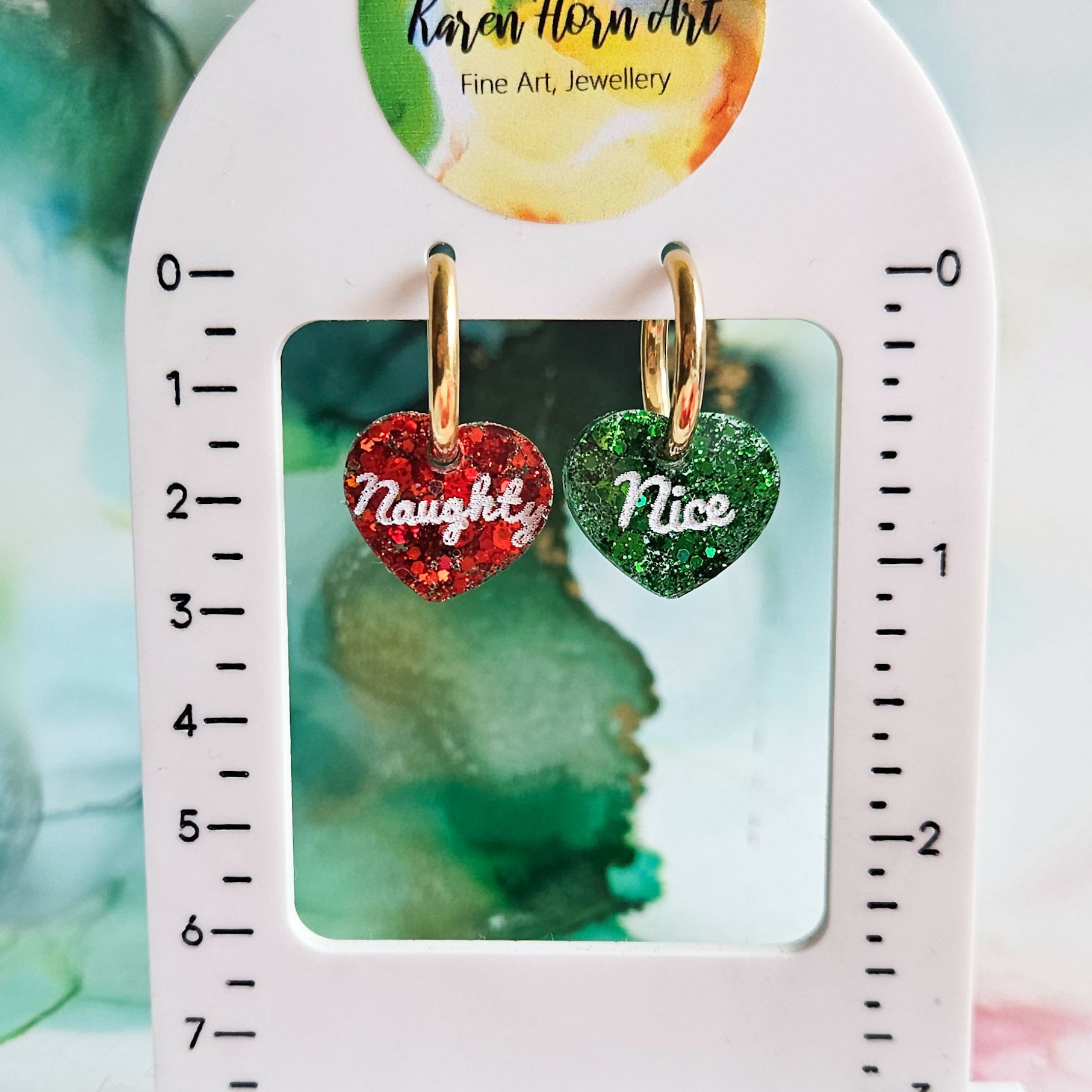 Handmade Christmas Naughty And Nice Resin Charms On Stainless Steel Hoops