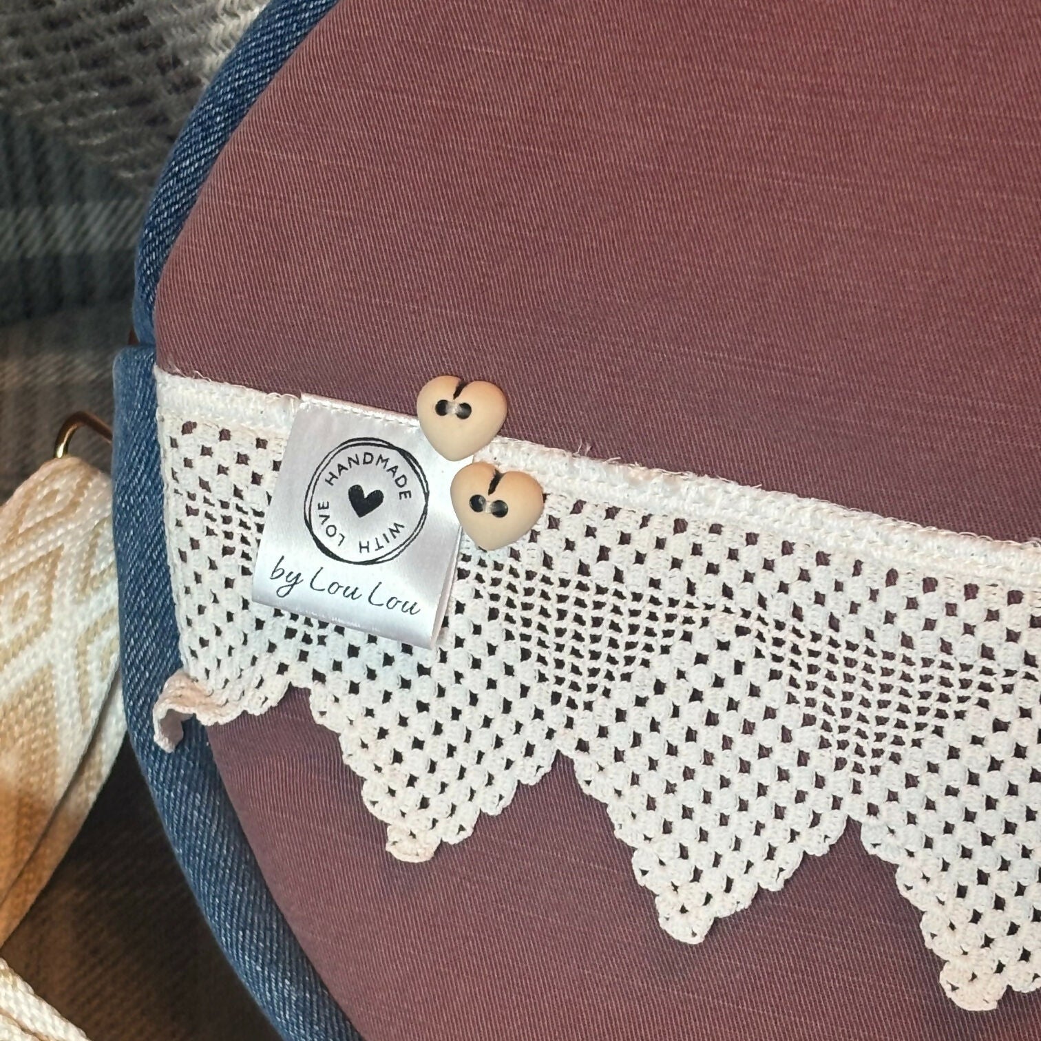 Unique Bag Round Handbag Made From Upcycled Jeans And fabric