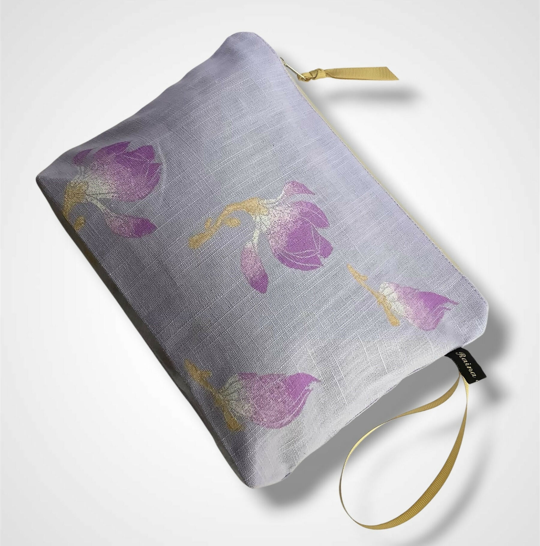Lilac Magnolias Linen Women’s Makeup Bag
