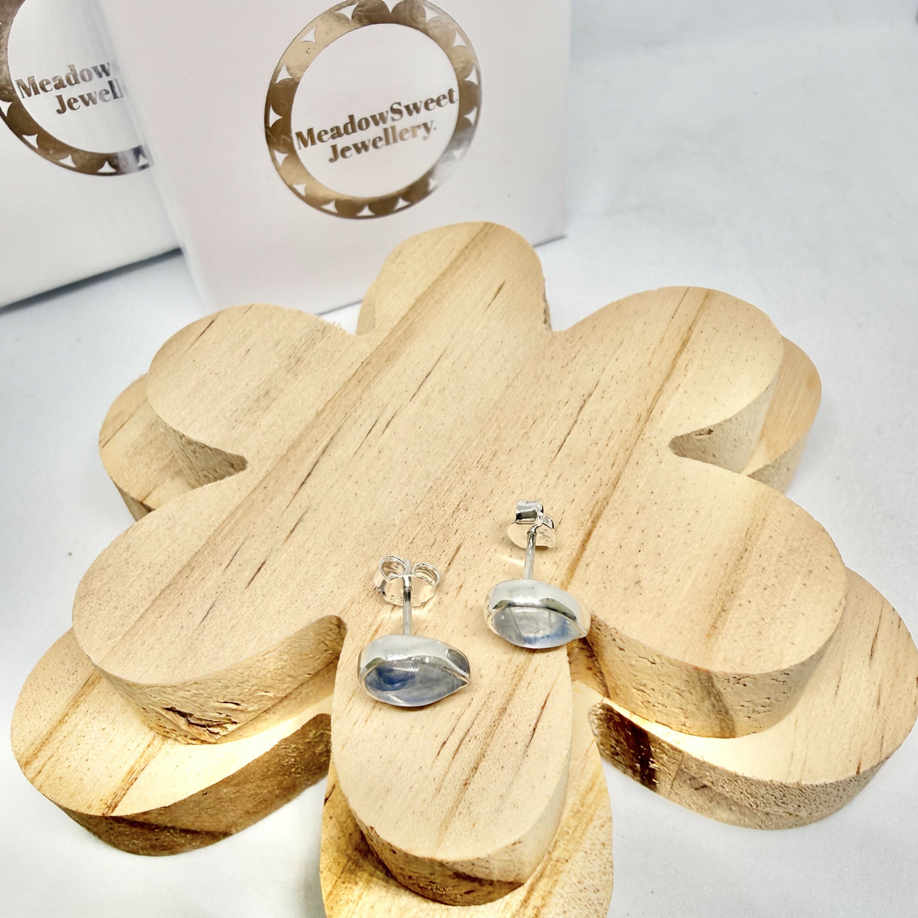 BLUE MOONSTONE STUD EARRINGS