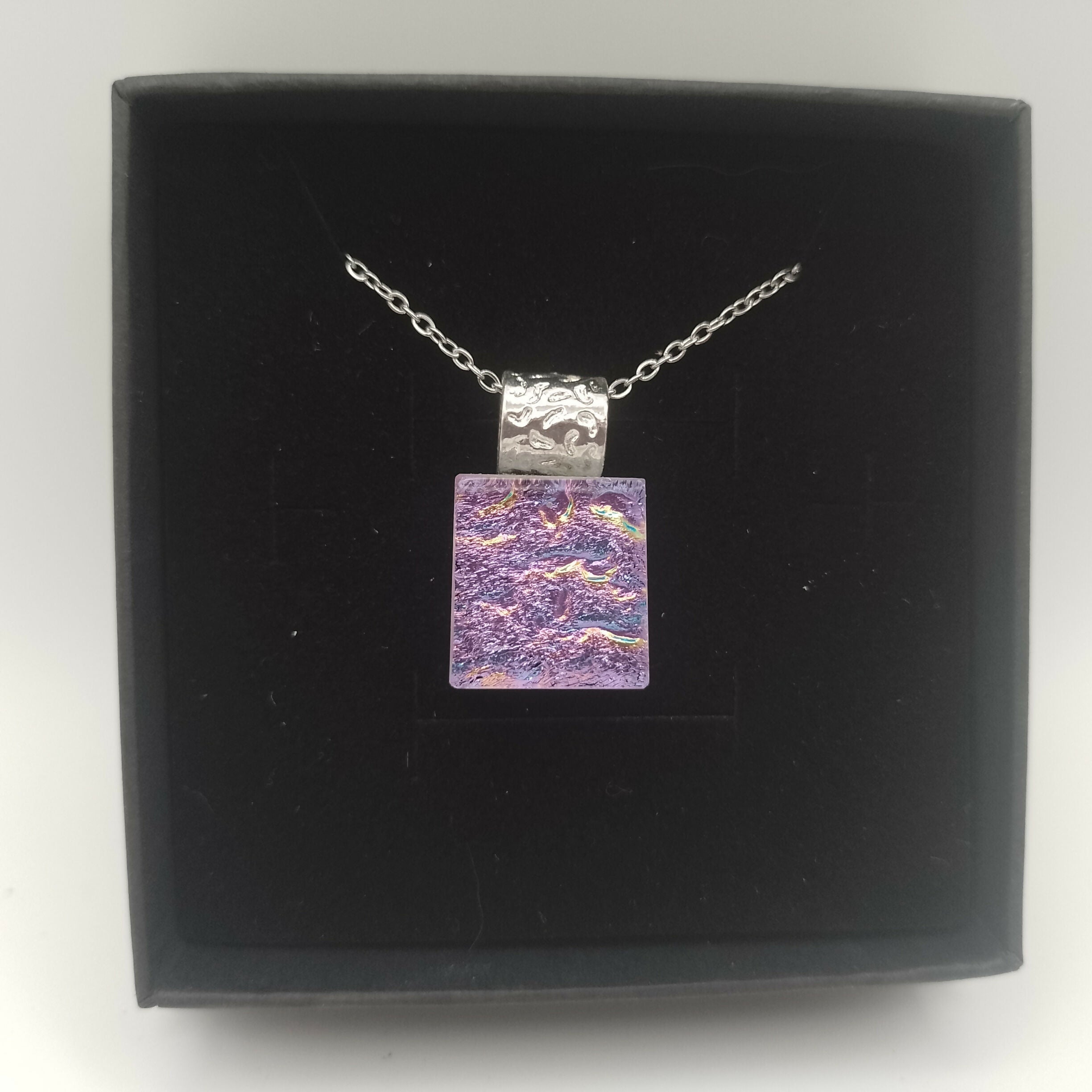 Pink and Gold Dichroic Glass Pendant