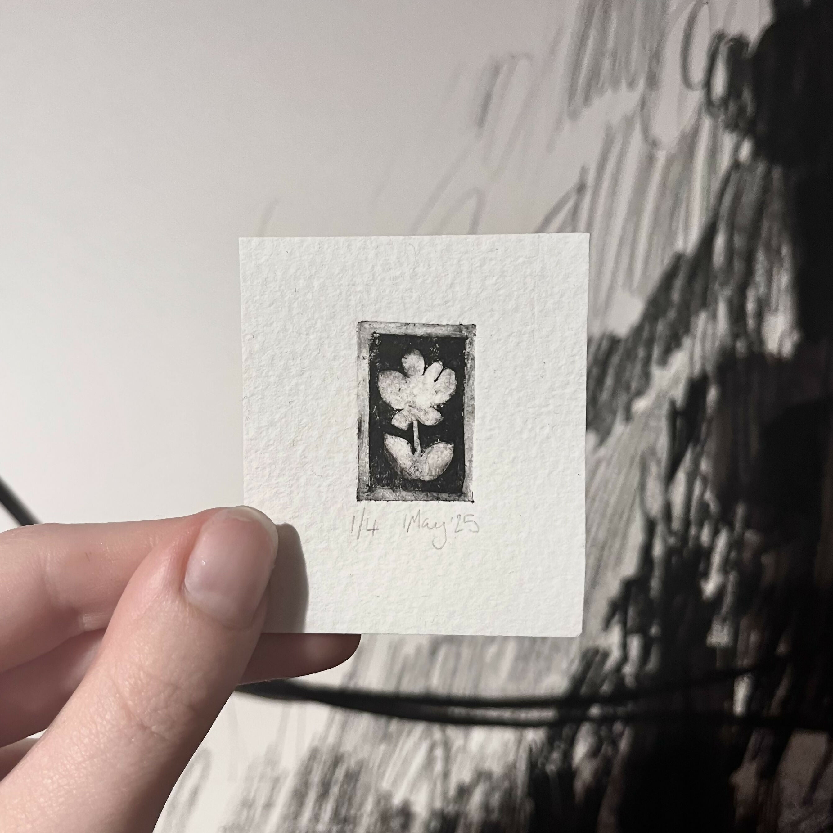 Tiny Flower Drypoint Print