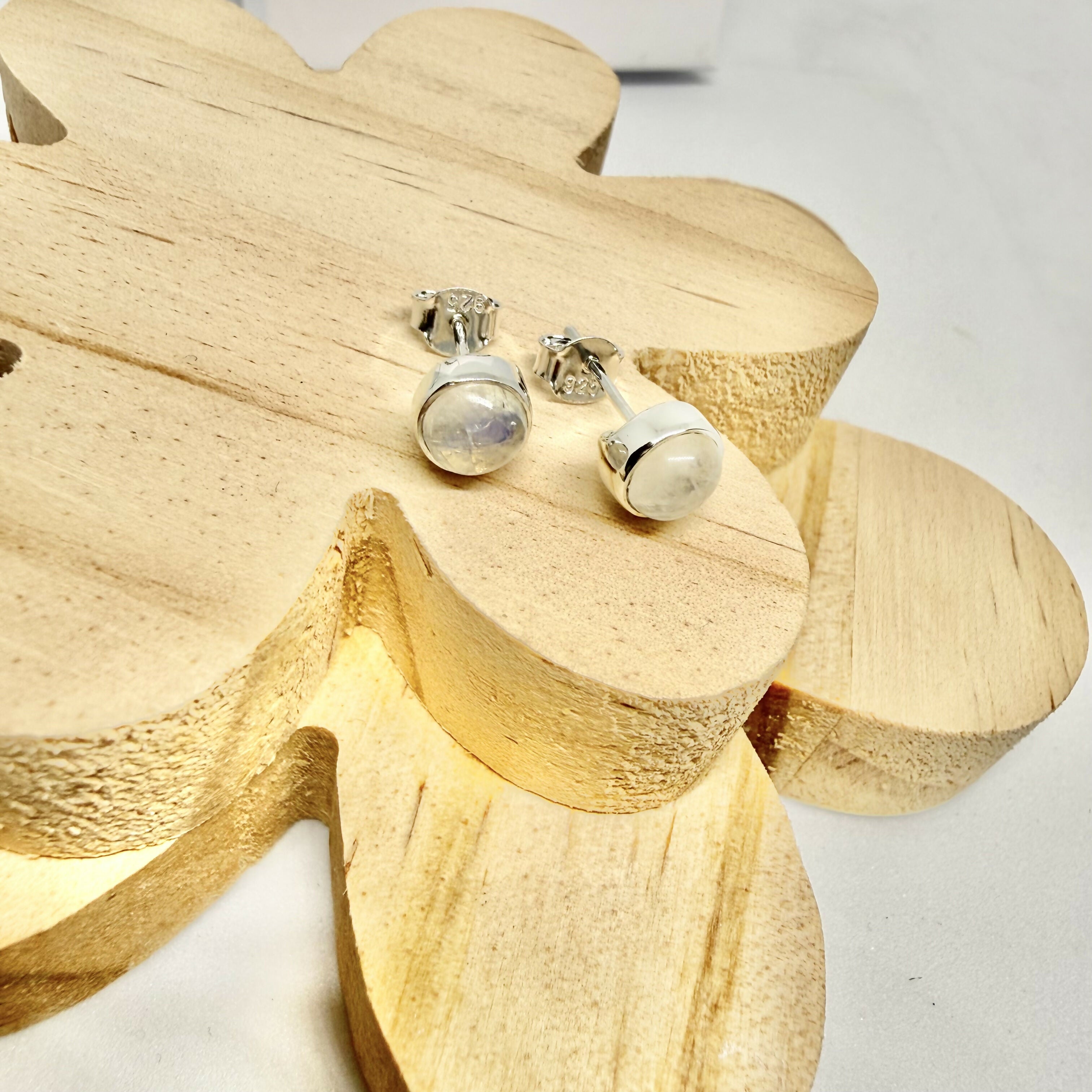 WHITE MOONSTONE STUD EARRINGS