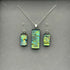 Rainbow Flower Dichroic Glass Necklace and Earrings Set - Sterling Silver, Handmade by Jade Tapson Glass.