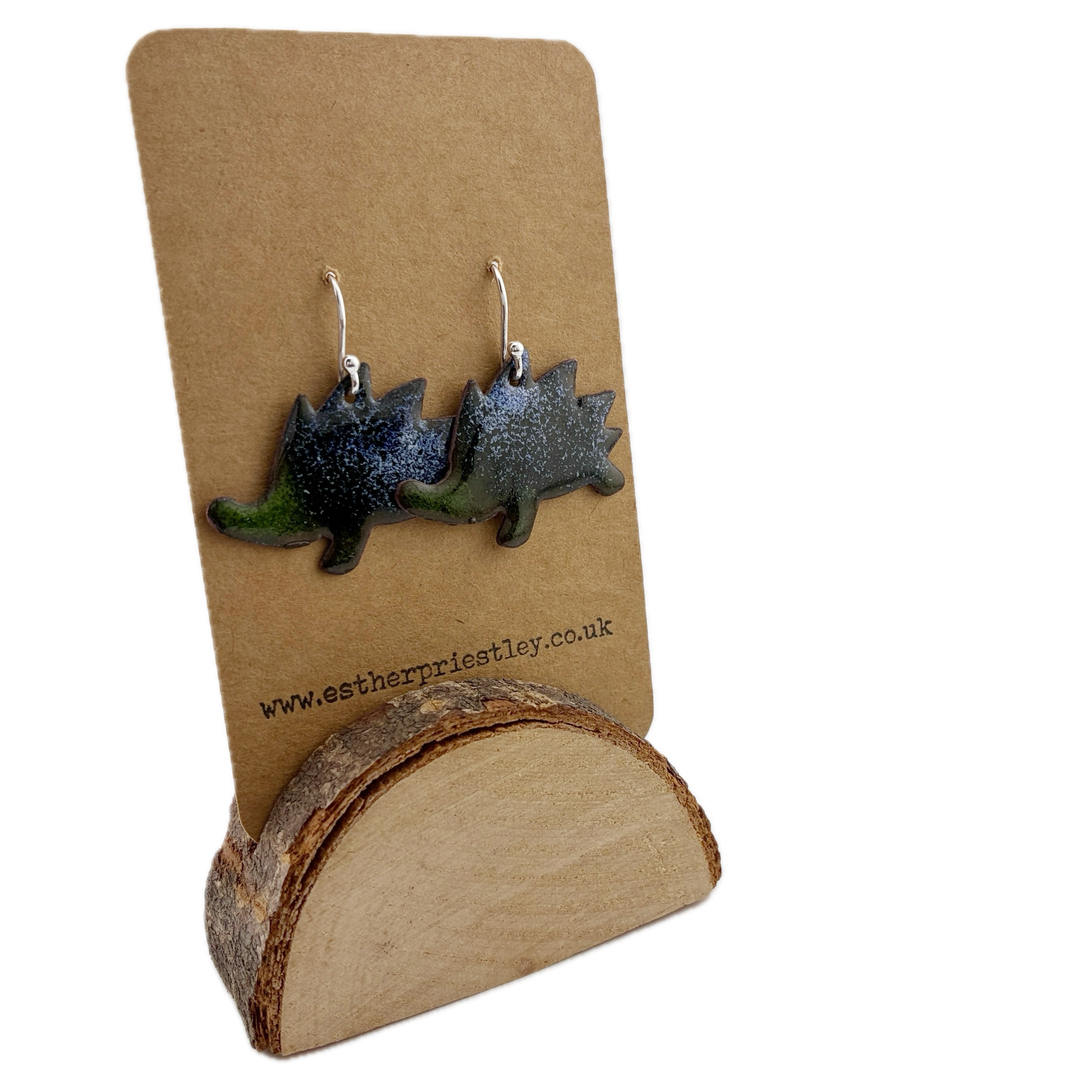 Hedgehog Earrings: Handmade Copper Hedgehogs Speckled With Enamel On Sterling Silver Hooks