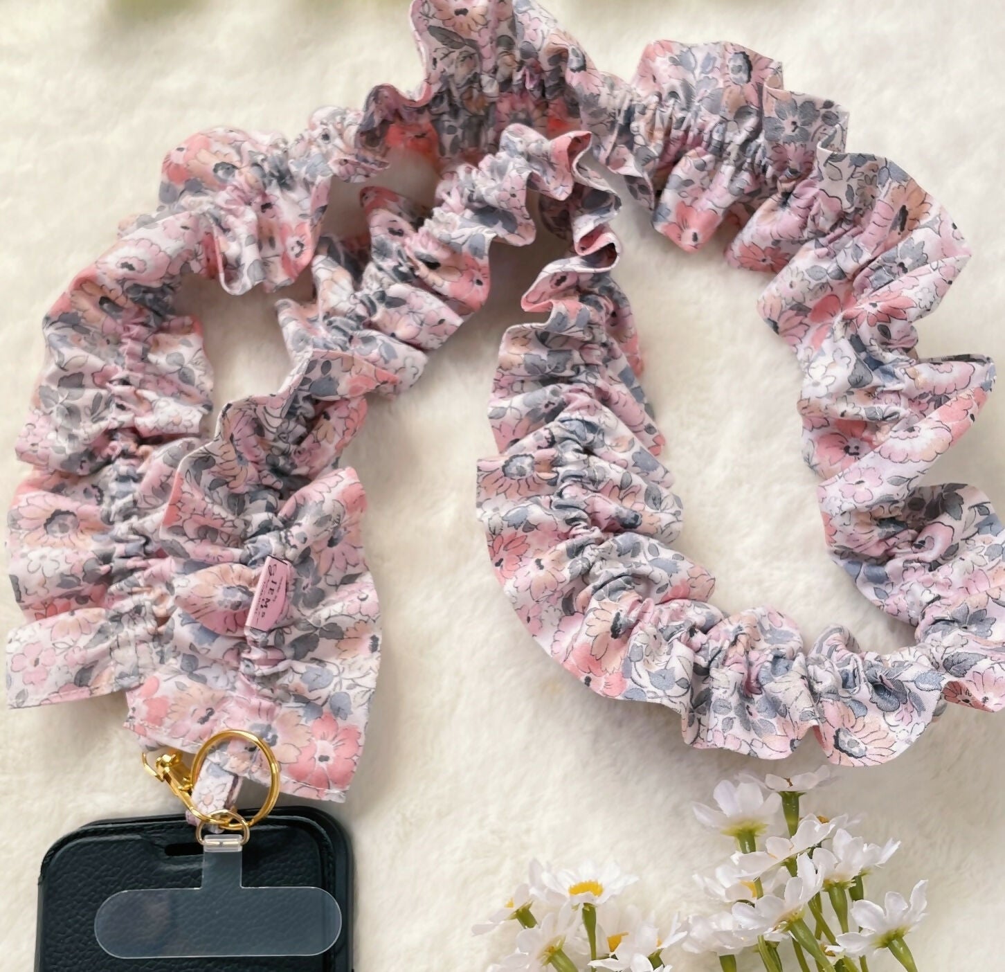 Handmade ruffled Crossbody Phone Strap Ditsy Archive