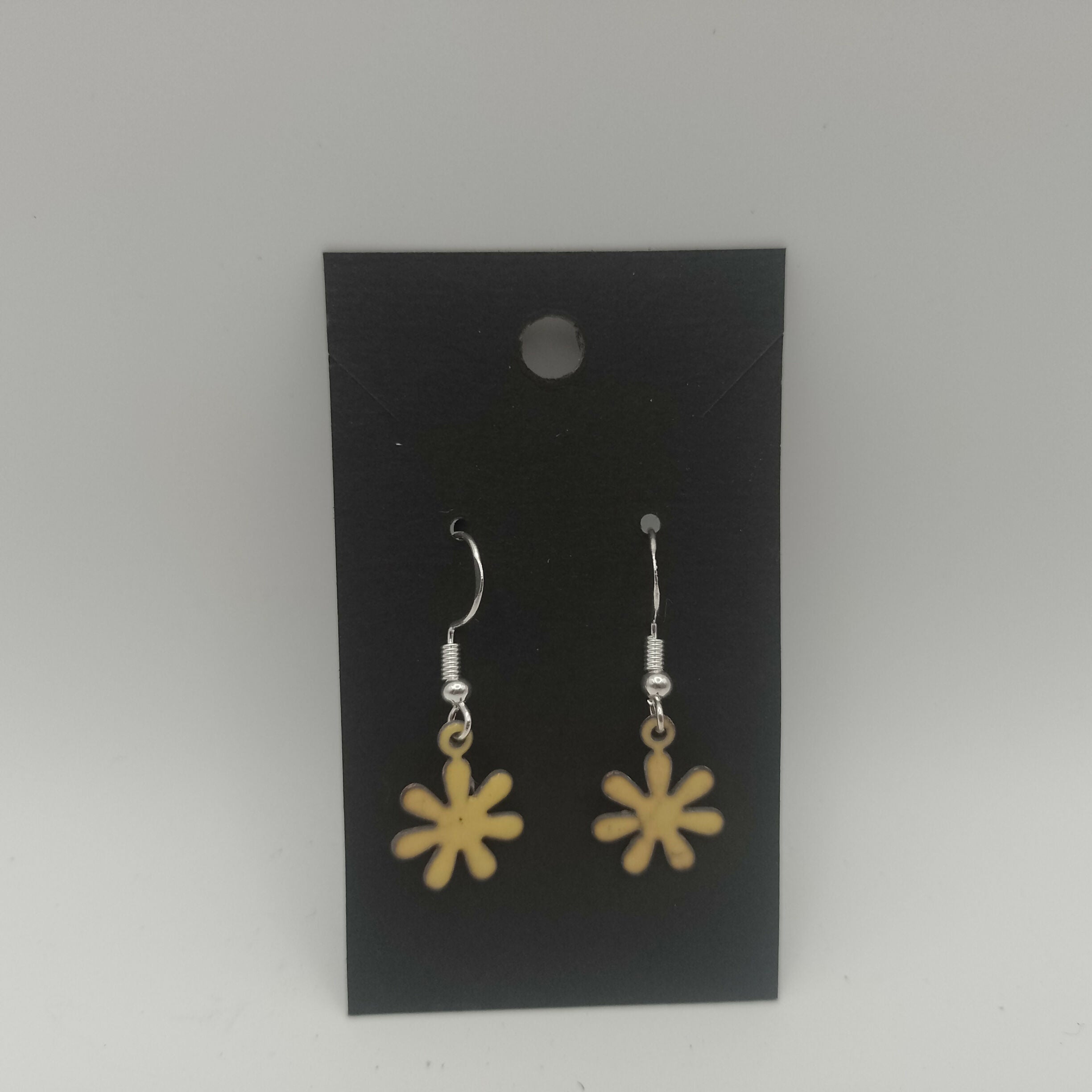 Yellow Enamel Flower Earrings