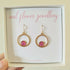 Pink Real Flower Mirrored Circle Earrings Gold Plated