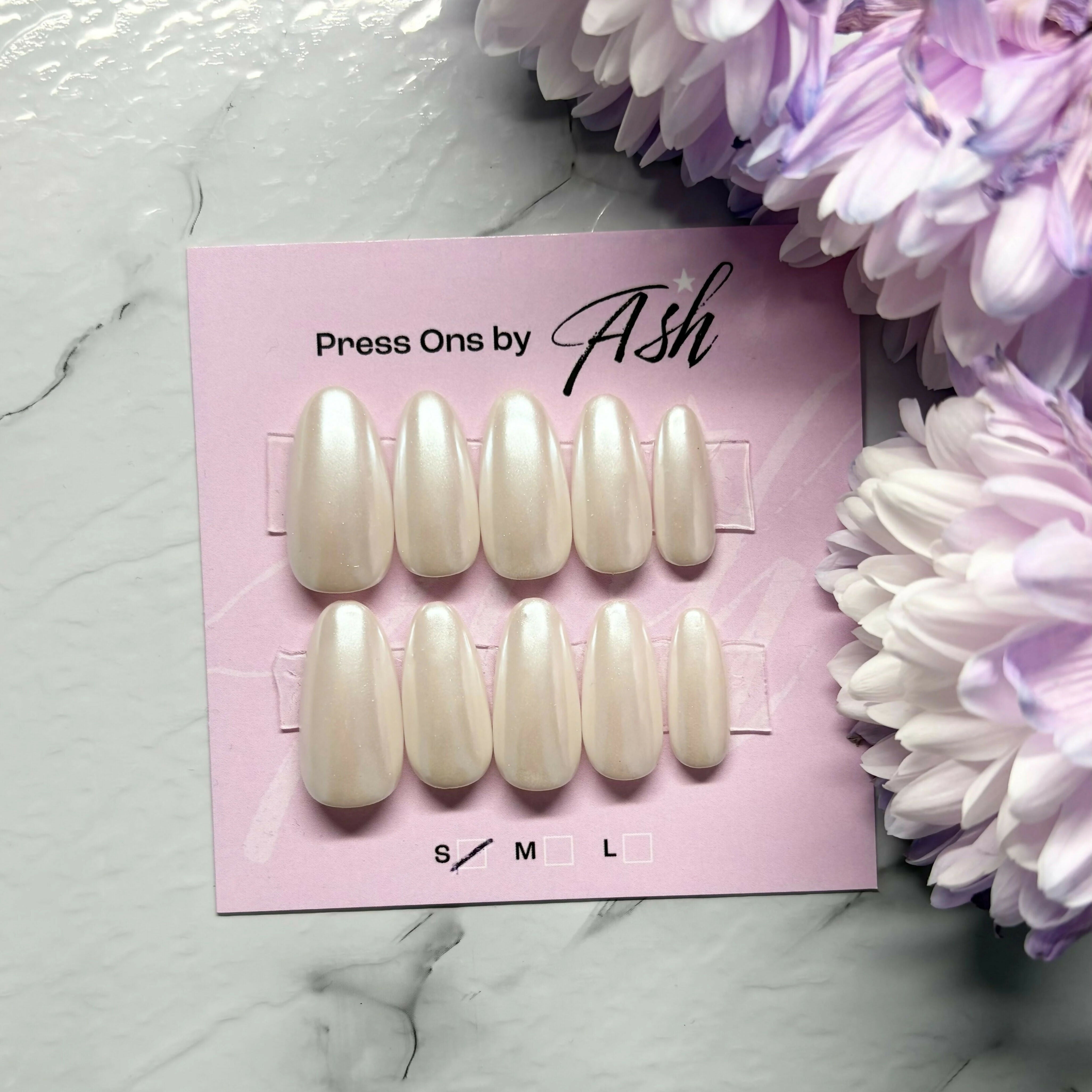 Reusable Pearlescent Chrome Handmade Press On Nails