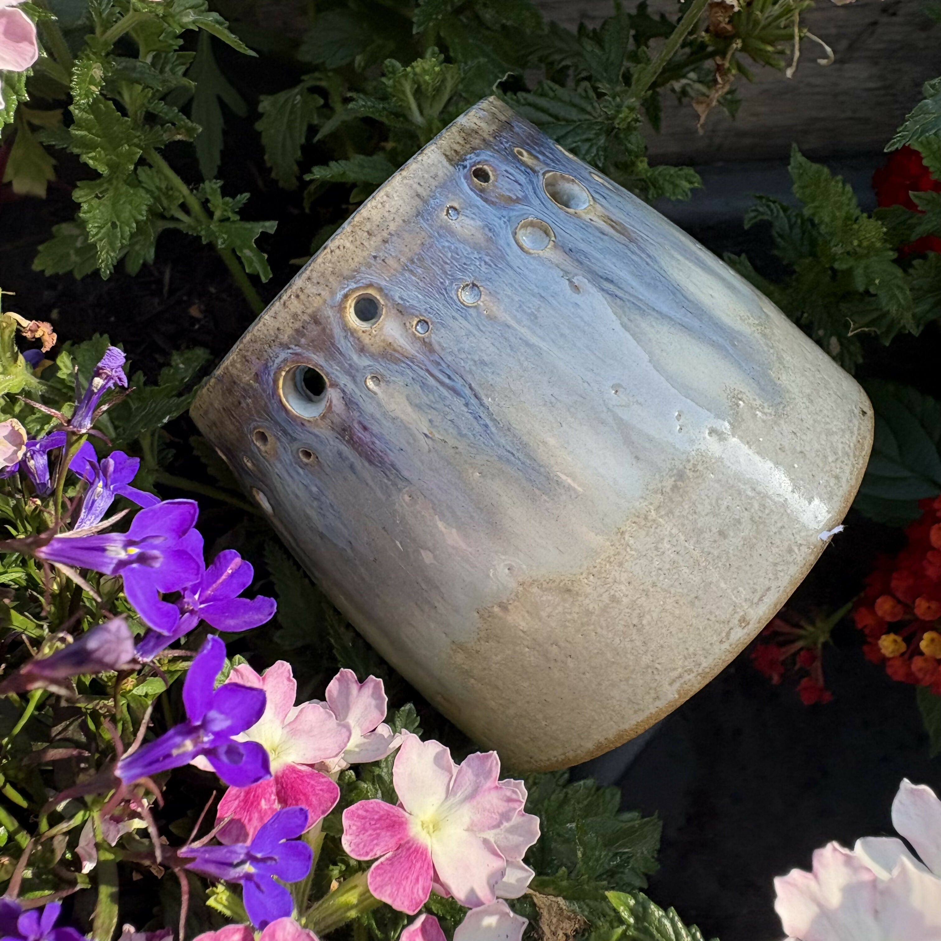 Beige and Blue Candle Holder