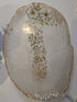 ELEGANT WHITE AND PEARLS HANDMADE RESIN TRAY WITH 4 COASTERS