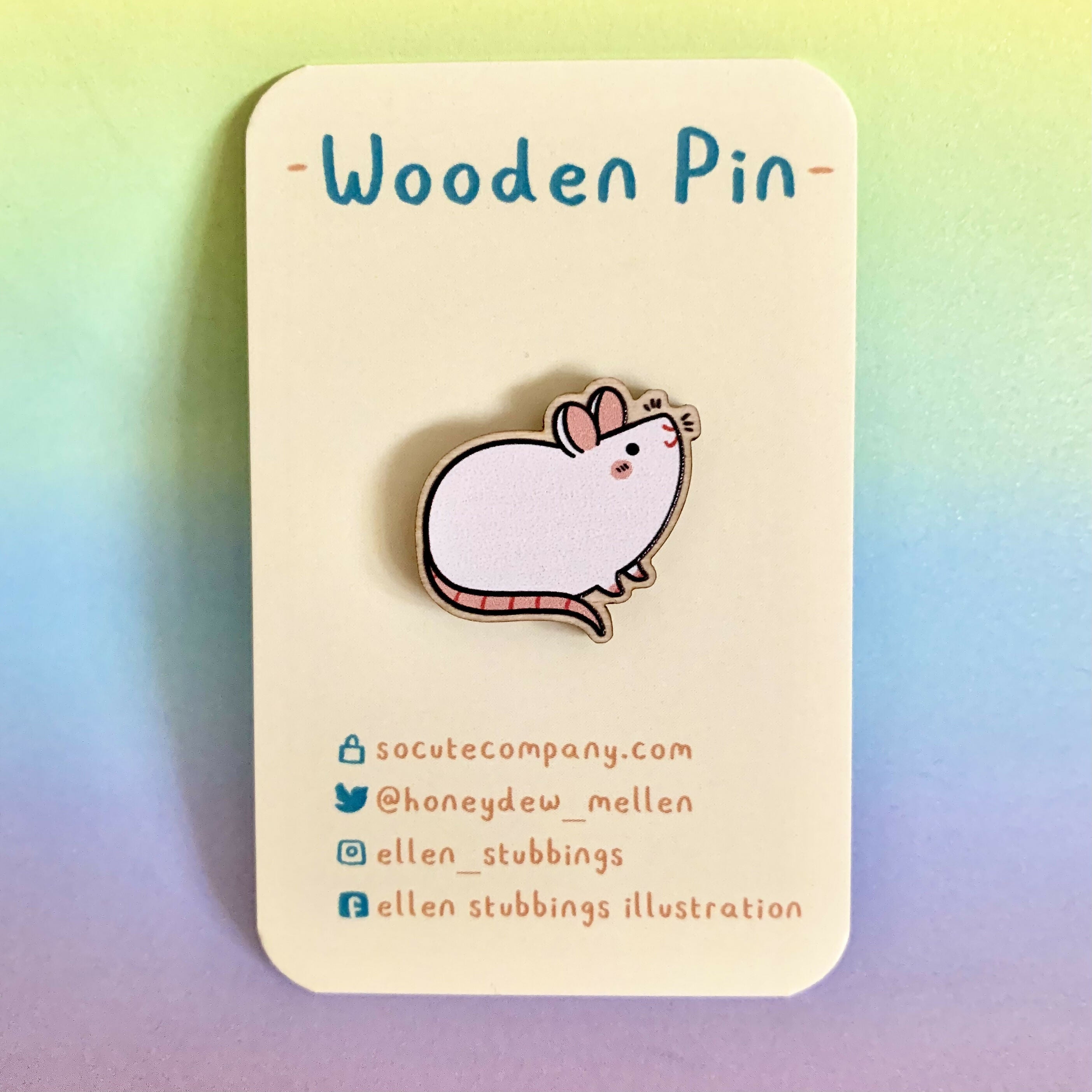 Wooden Rat Pin