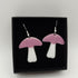 Purple and White Enamel Mushroom Earrings