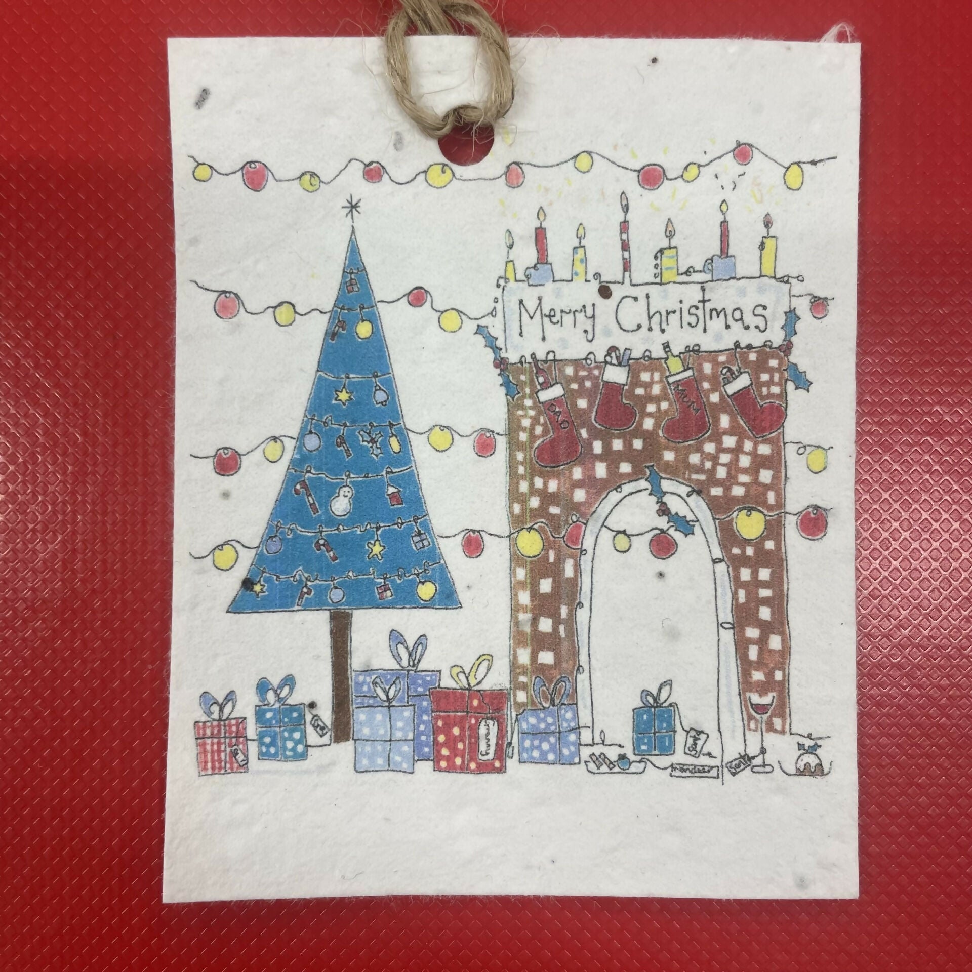 Christmas Seed Gift Tags - Fireplace