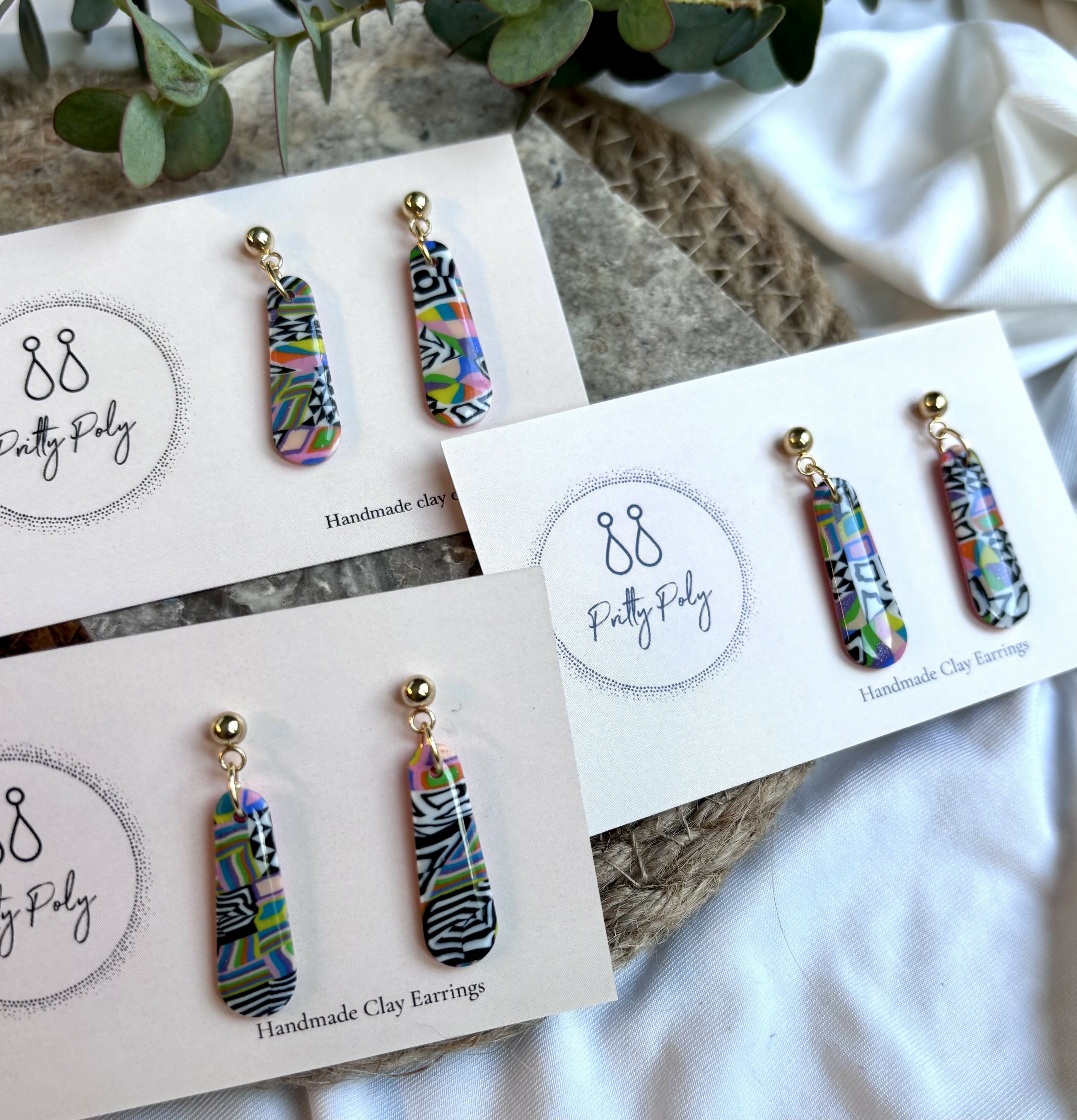 Funky Pattern Collection - Small Dangles Polymer Clay Earrings