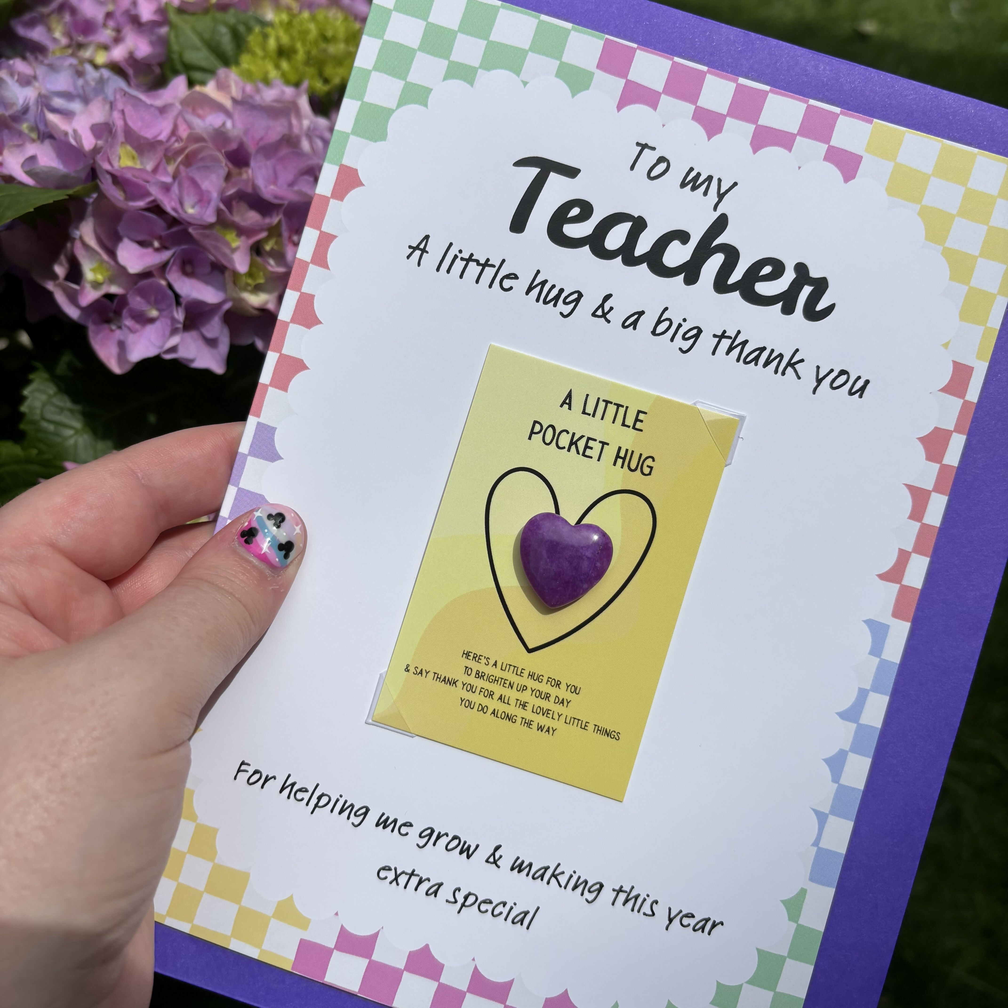 Teacher Pocket Hug Thank You Card A5