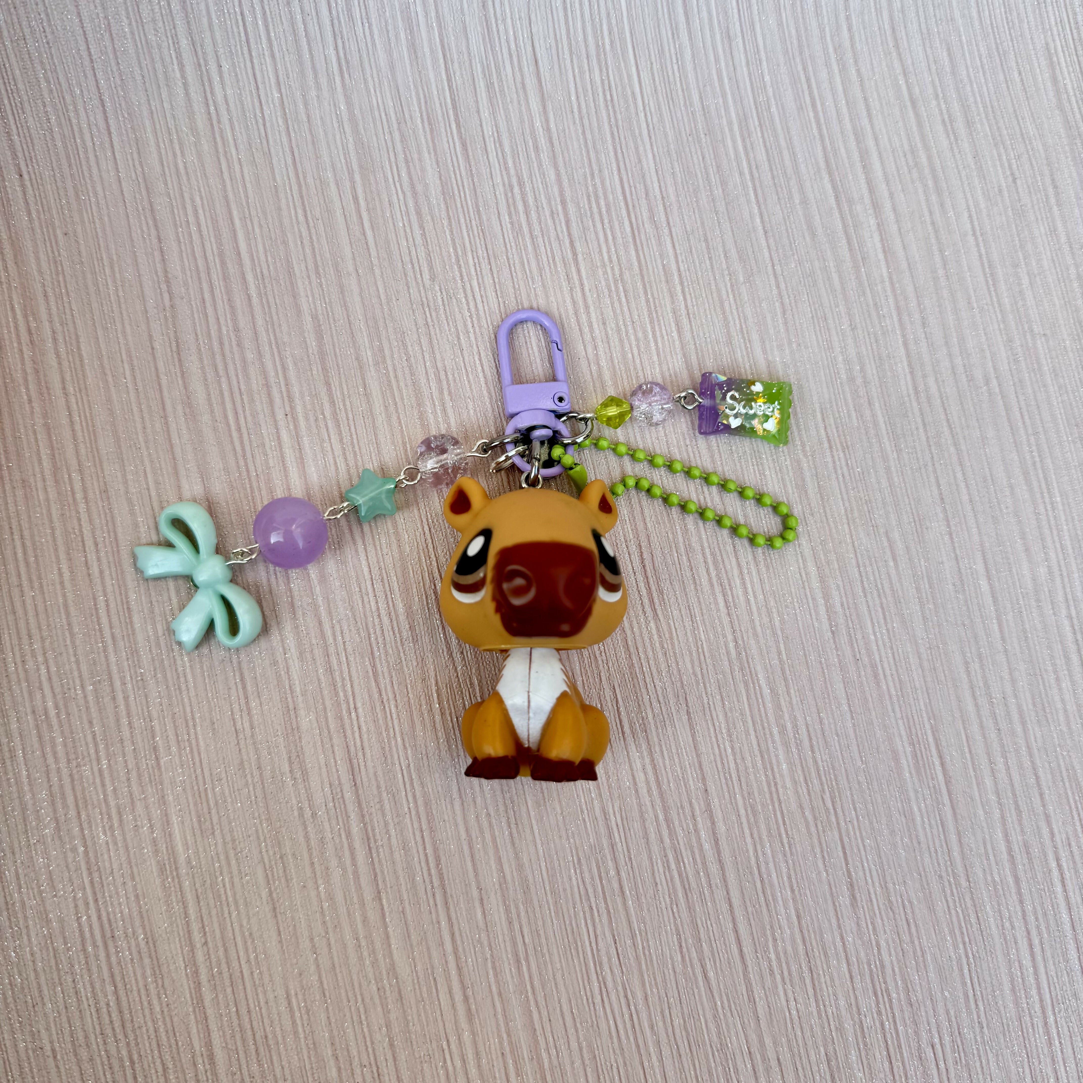 Capybara Toy Purple and Green Trinket Keychain