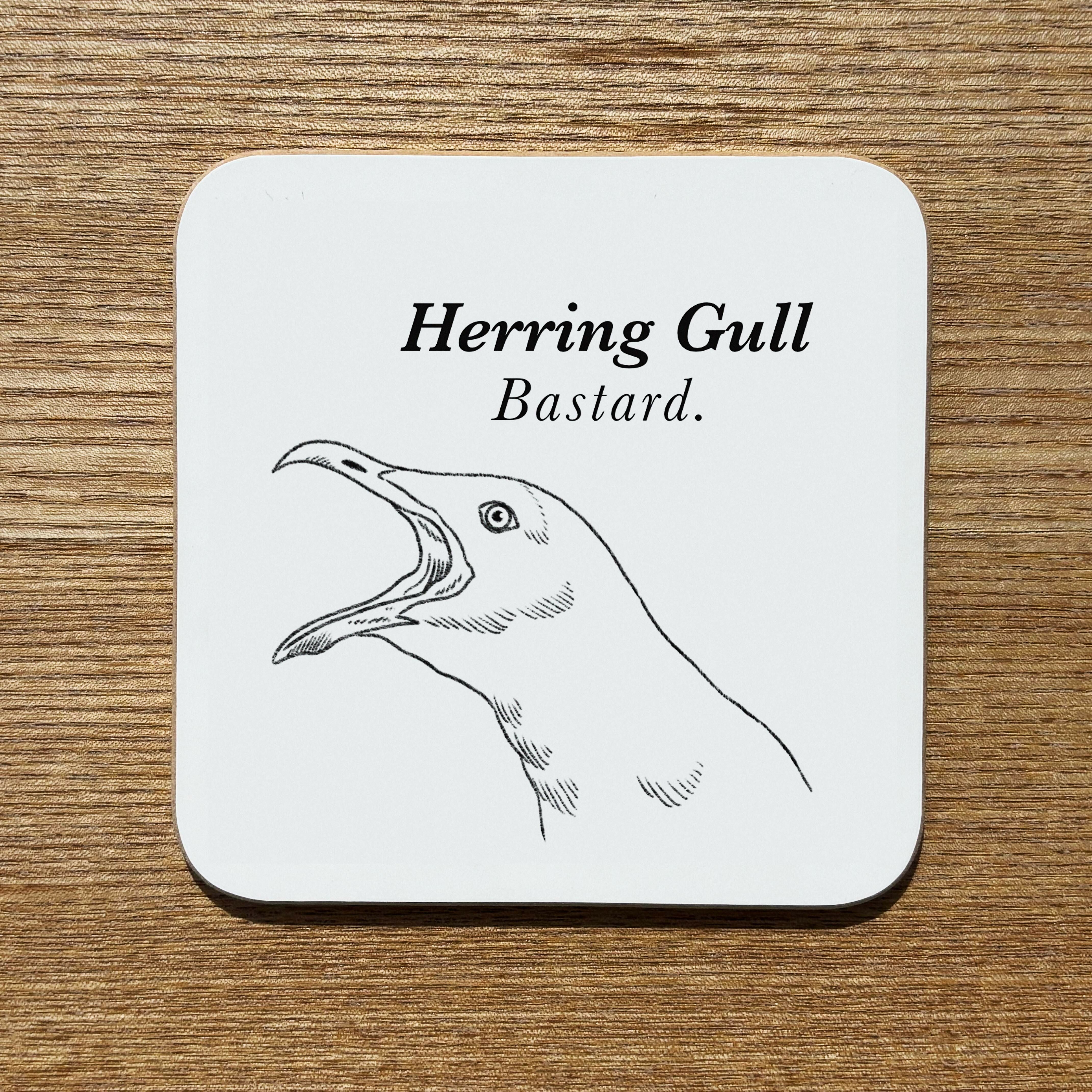 Rude Herring Gull Coaster - Handprinted, Illustrated coaster - Innuendo Homeware