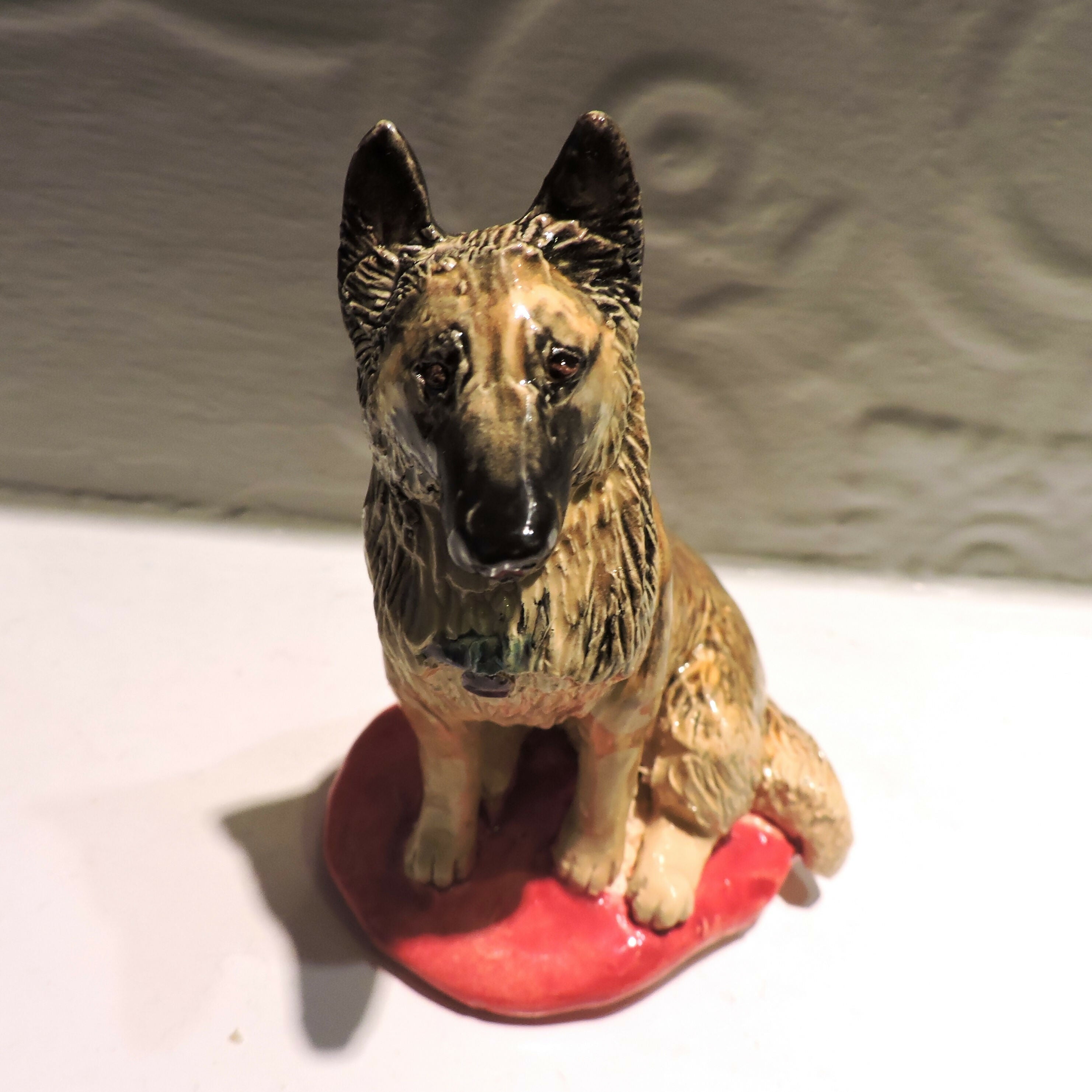 Ceramic belgian tervuren sheepdog sculpture