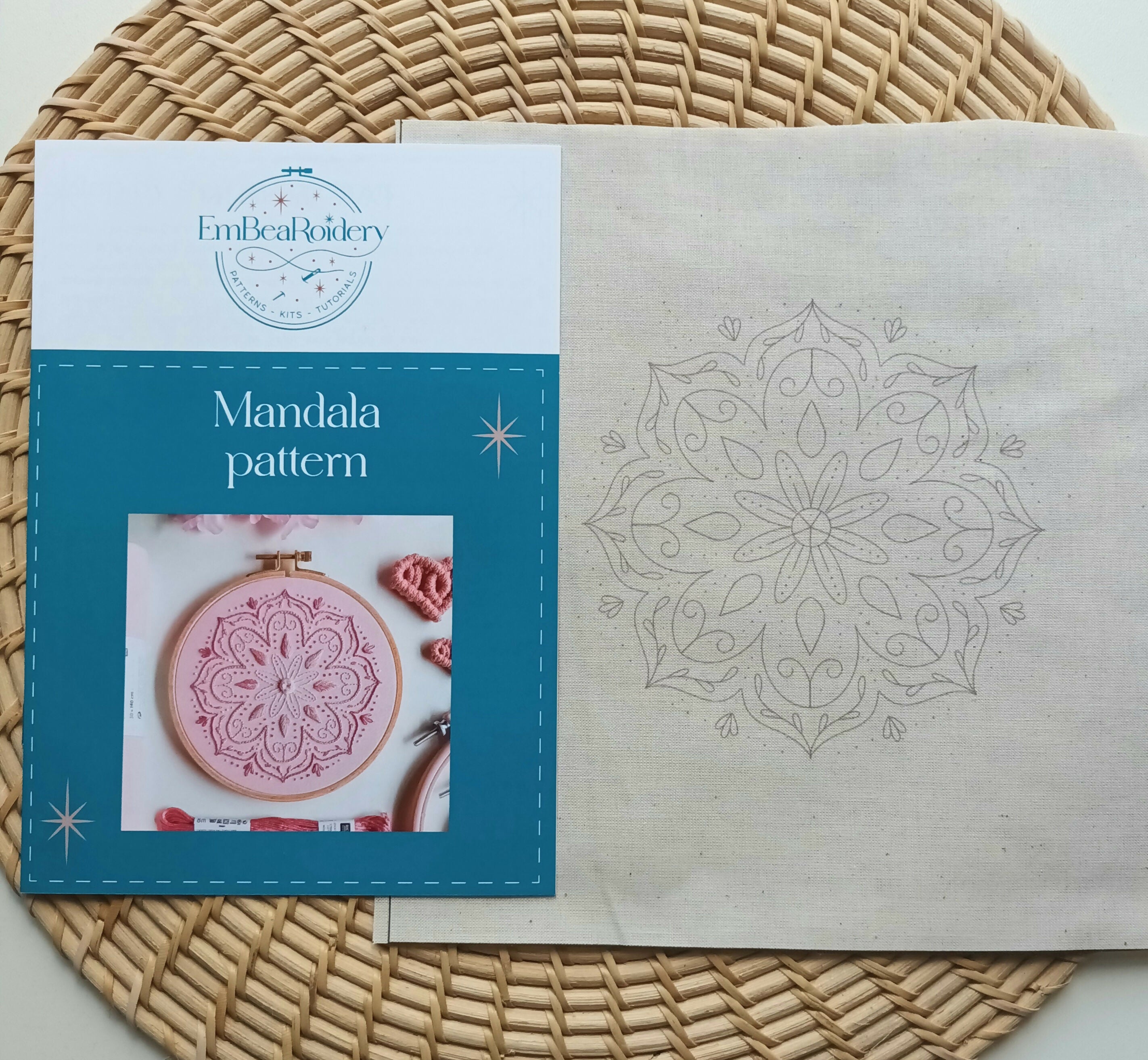 Preprinted Embroidery Pattern For Beginners - Mandala