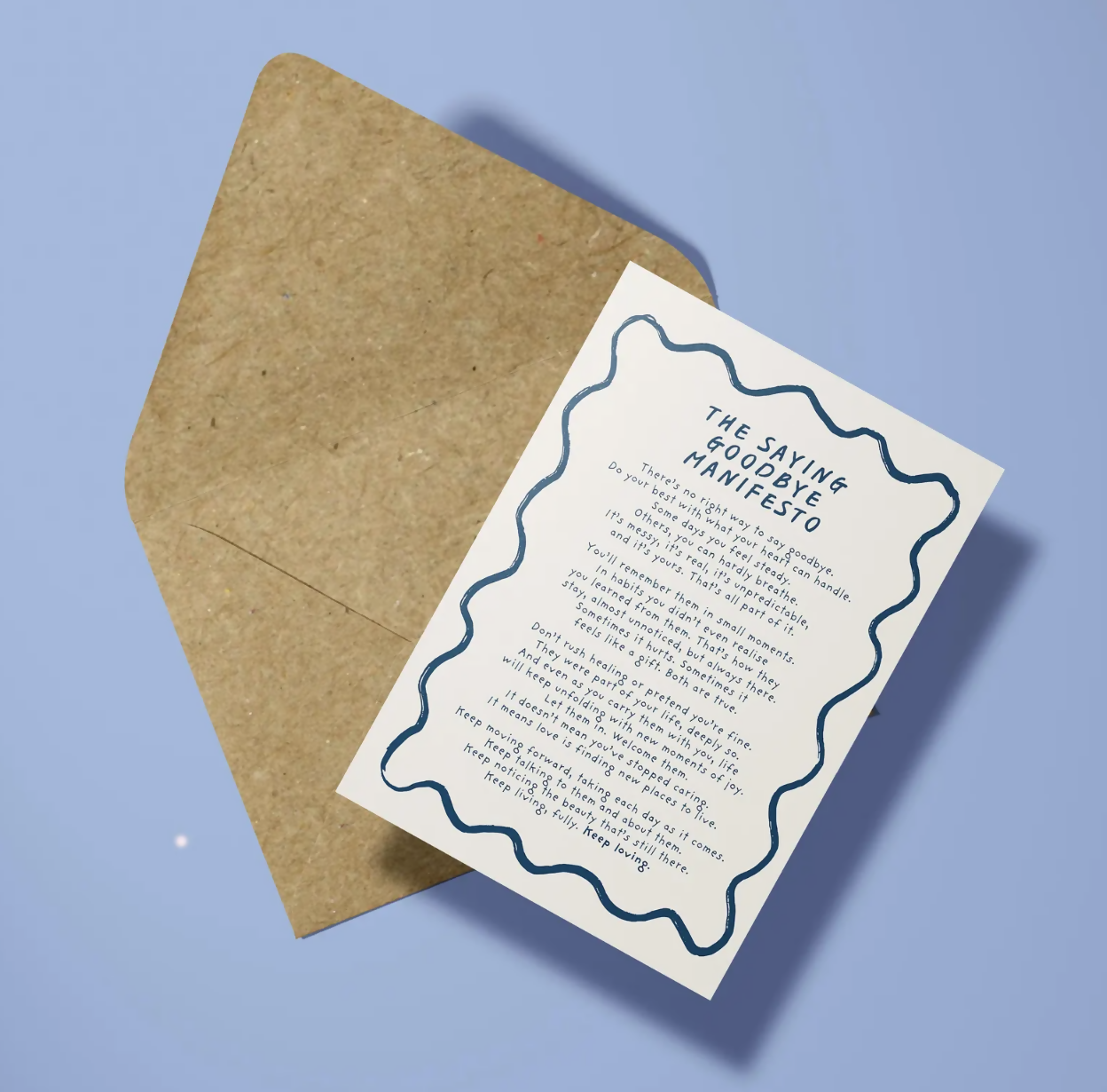Saying Goodbye Manifesto Card (Bereavement Card)
