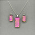 Pink Flower Dichroic Glass Necklace and Earrings Set - Sterling Silver, Handmade by Jade Tapson Glass.