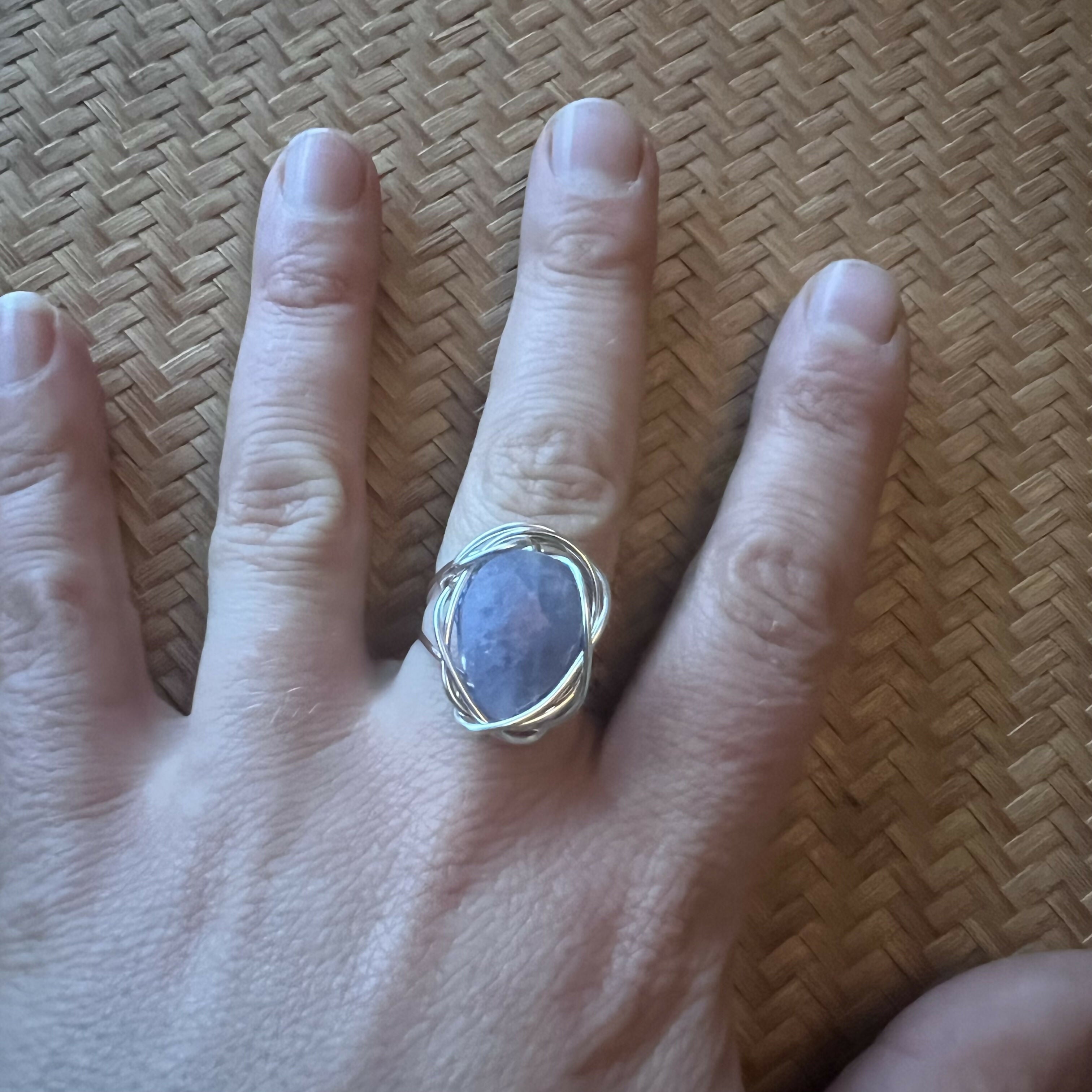 Coloured Quartz Wire Wrapped Adjustable Ring