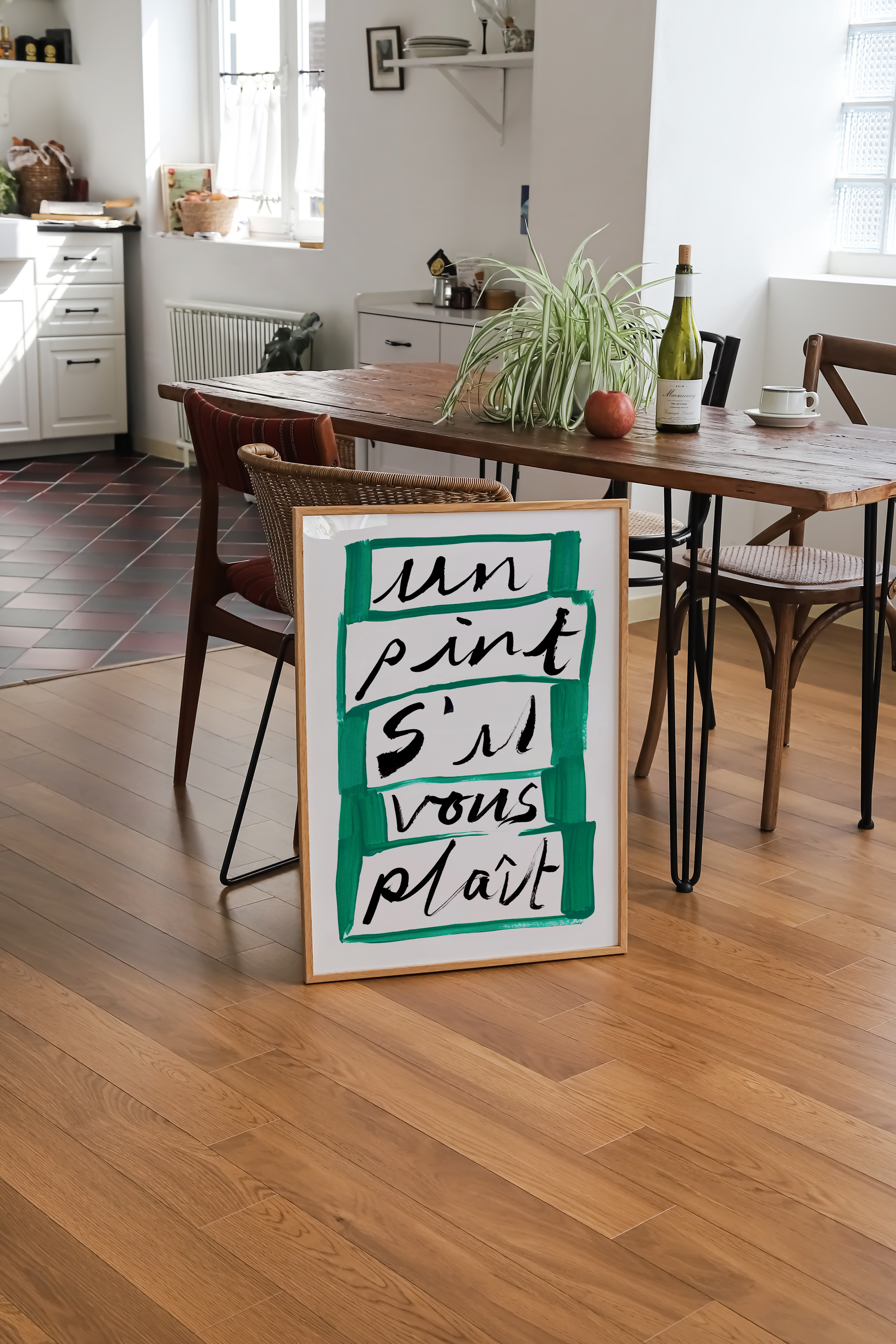 'Un Pint S'il Vous Plait' Hand Painted Art Print