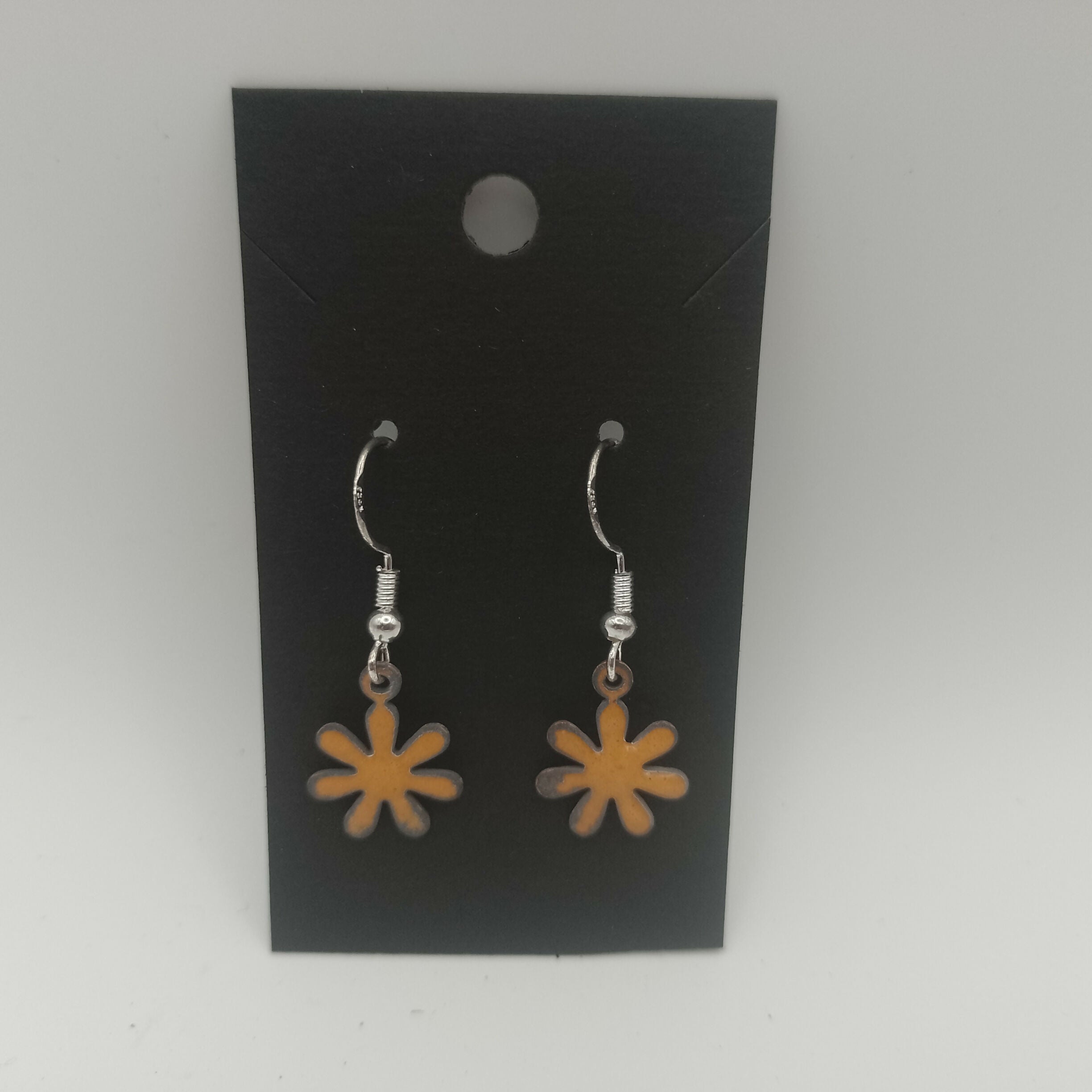 Yellow Enamel Flower Earrings