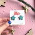 Teal And Pink Leopard Print Star Stud Earrings