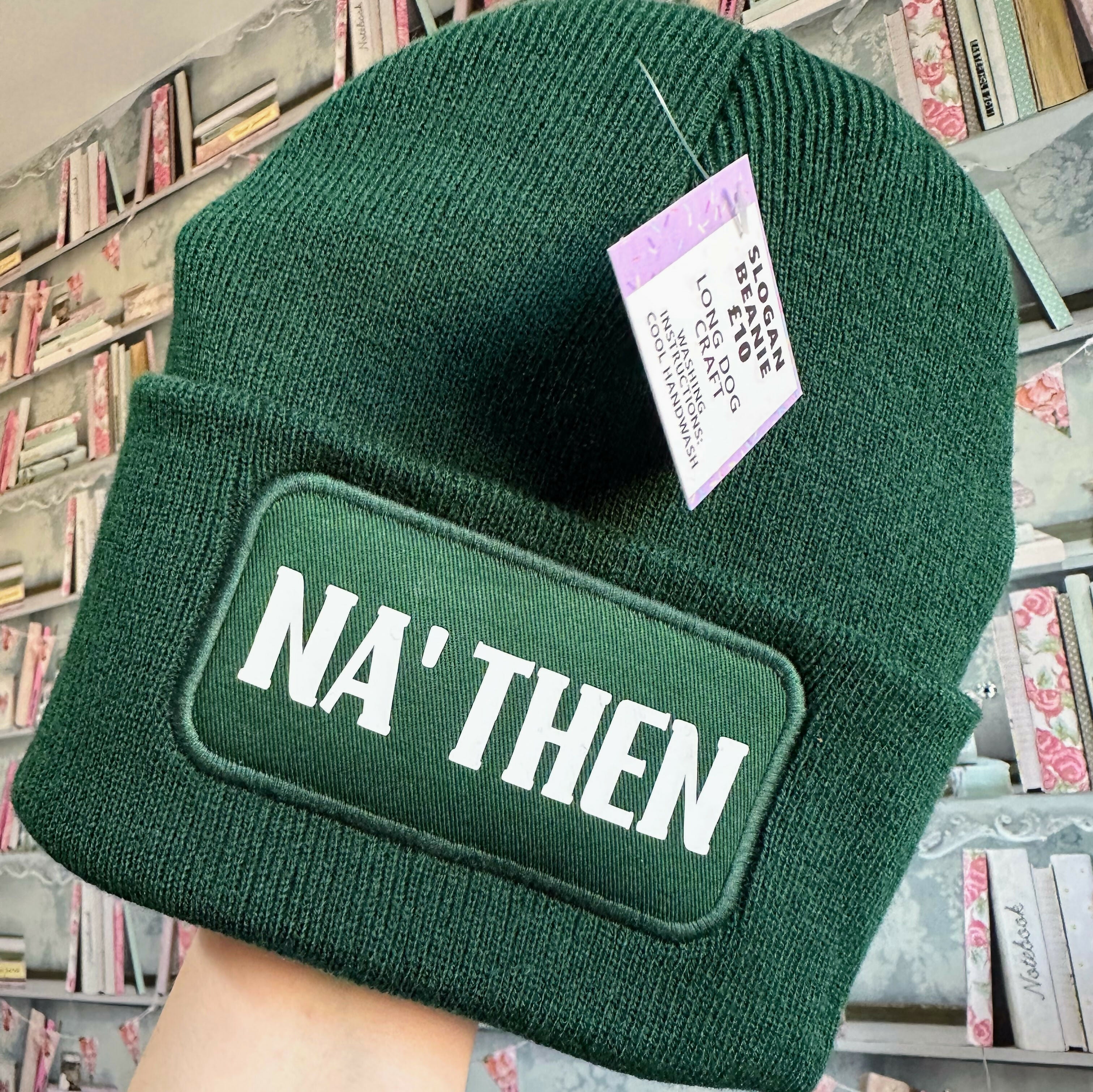 Na' Then Cuffed Rectangular Patch Beanie Hat