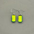 Yellow & Green Dichroic Fused Glass Dangle Sterling Silver Earrings - Handmade by Jade Tapson Glass.