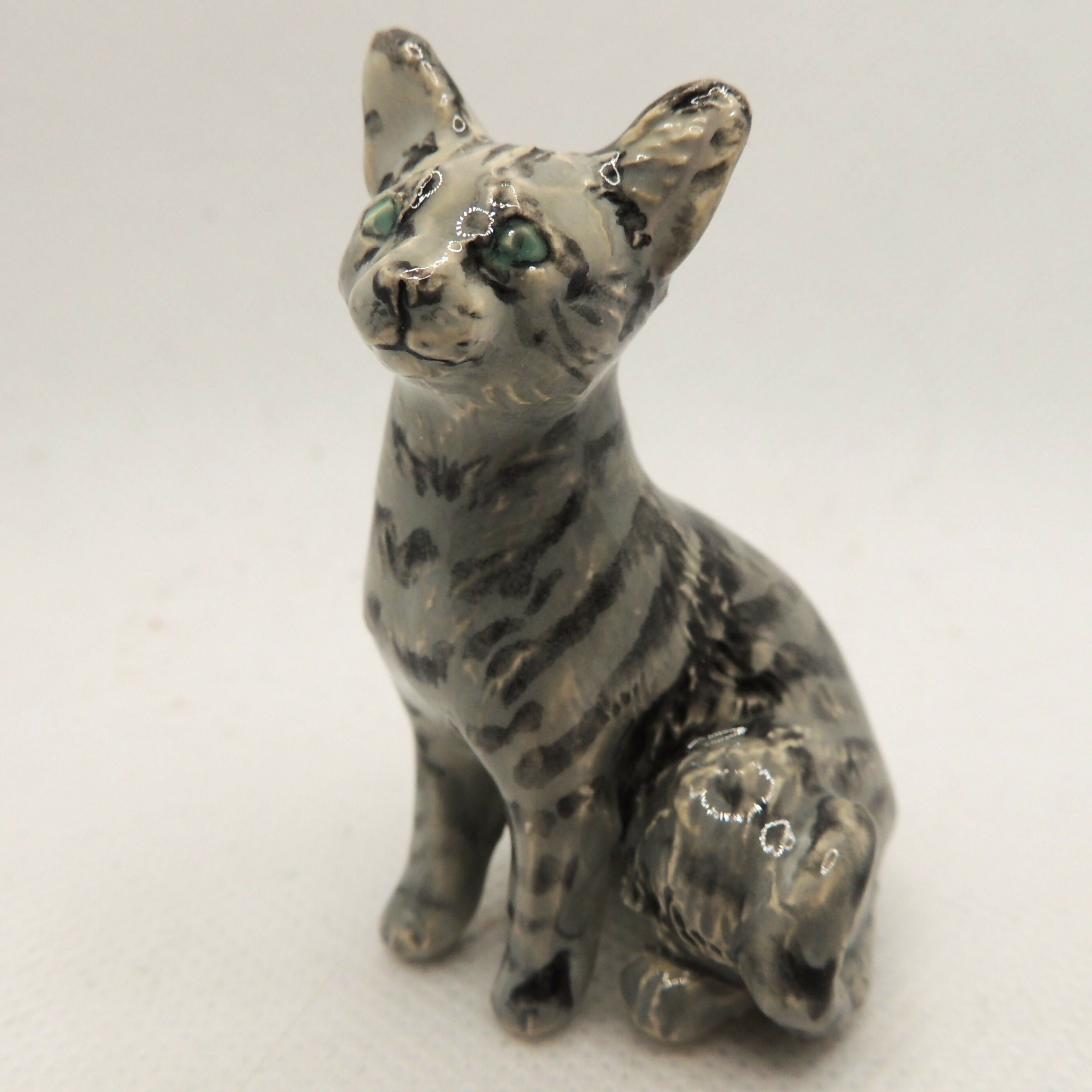 Ceramic Grey Tabby Cat Sculpture
