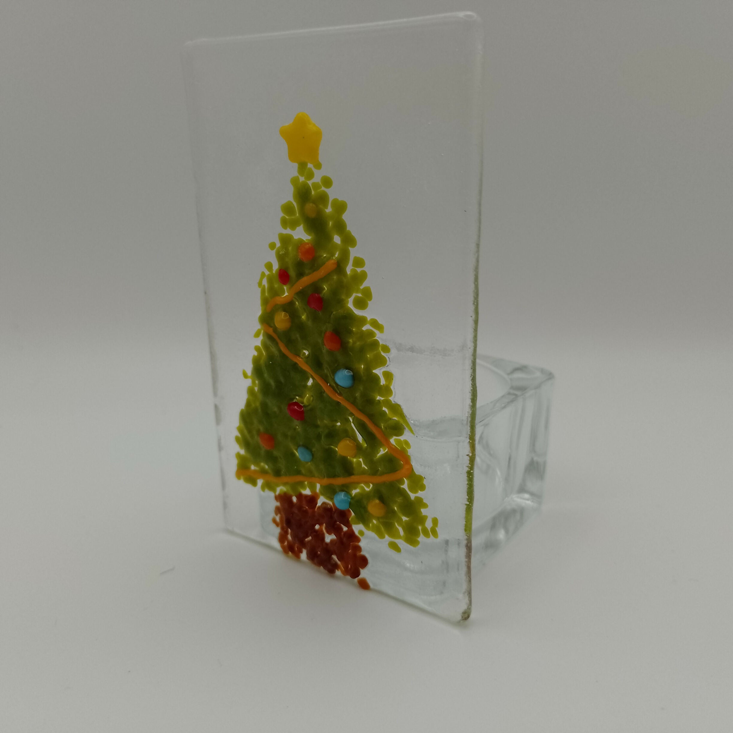Fused Glass Christmas Tree Tealight