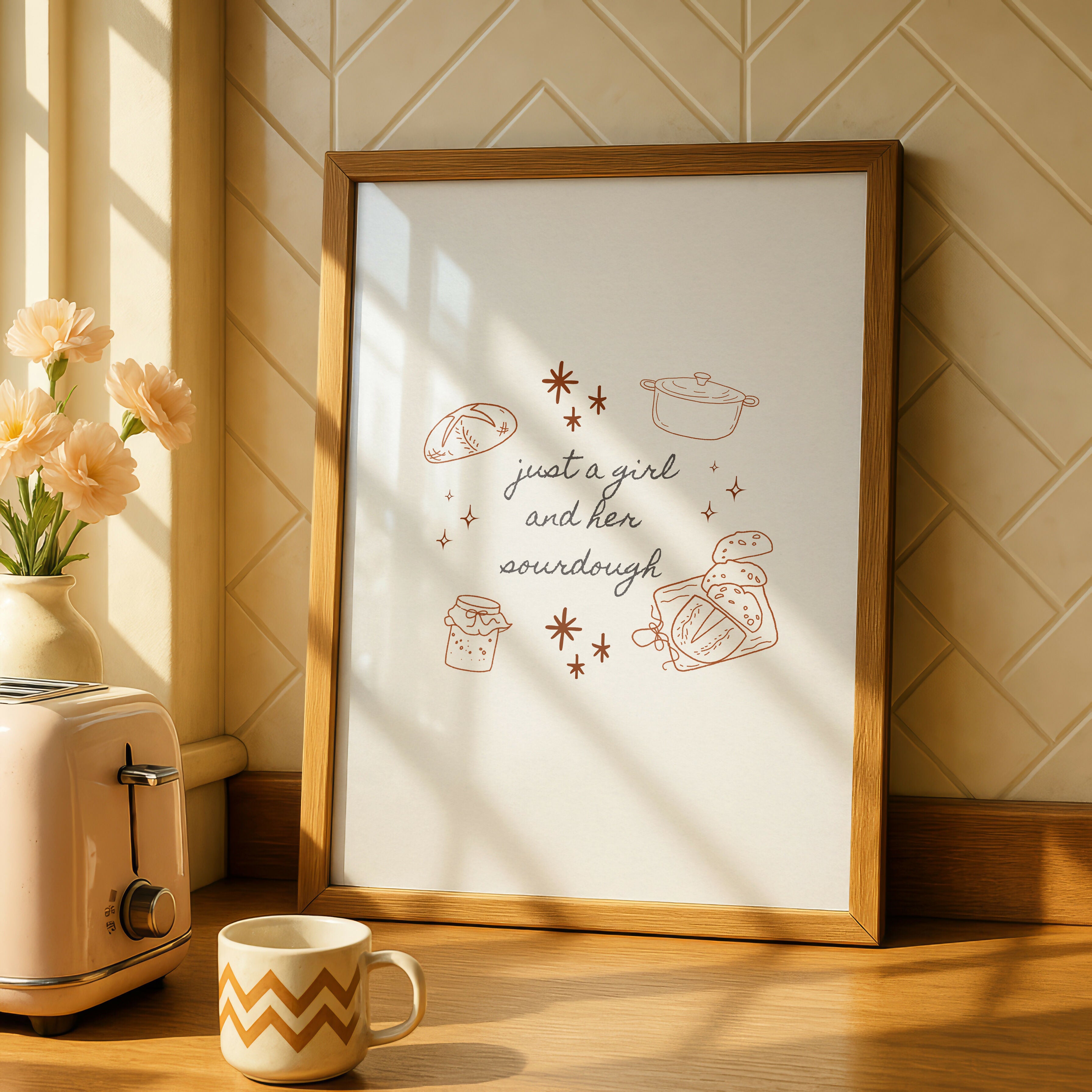 Just A Girl And Her Sourdough Illustrated Print