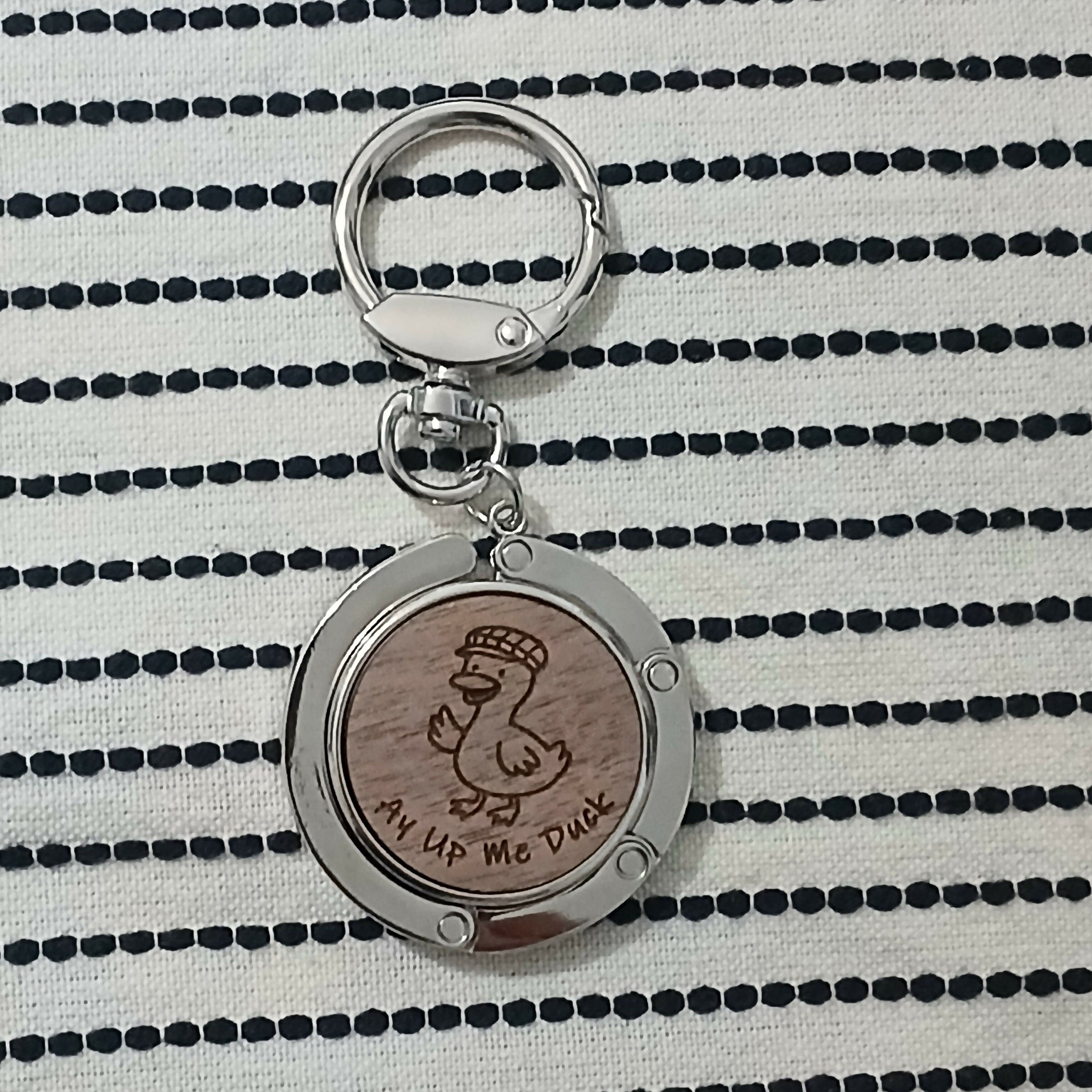 Ay Up Me Duck Bag Hanger with Key Ring