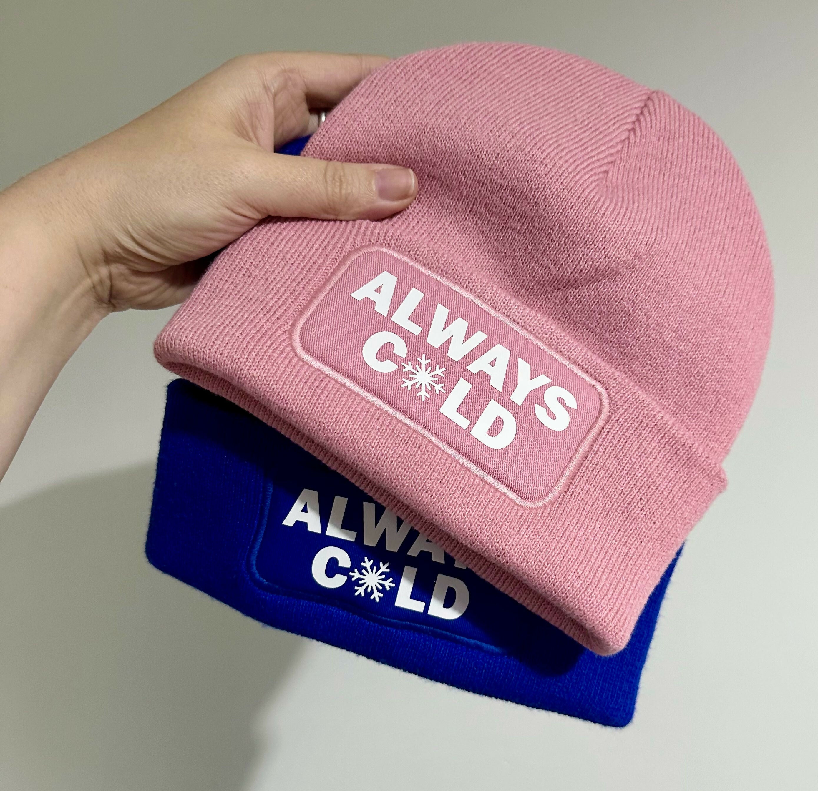 Always Cold Cuffed Rectangular Patch Beanie Hat