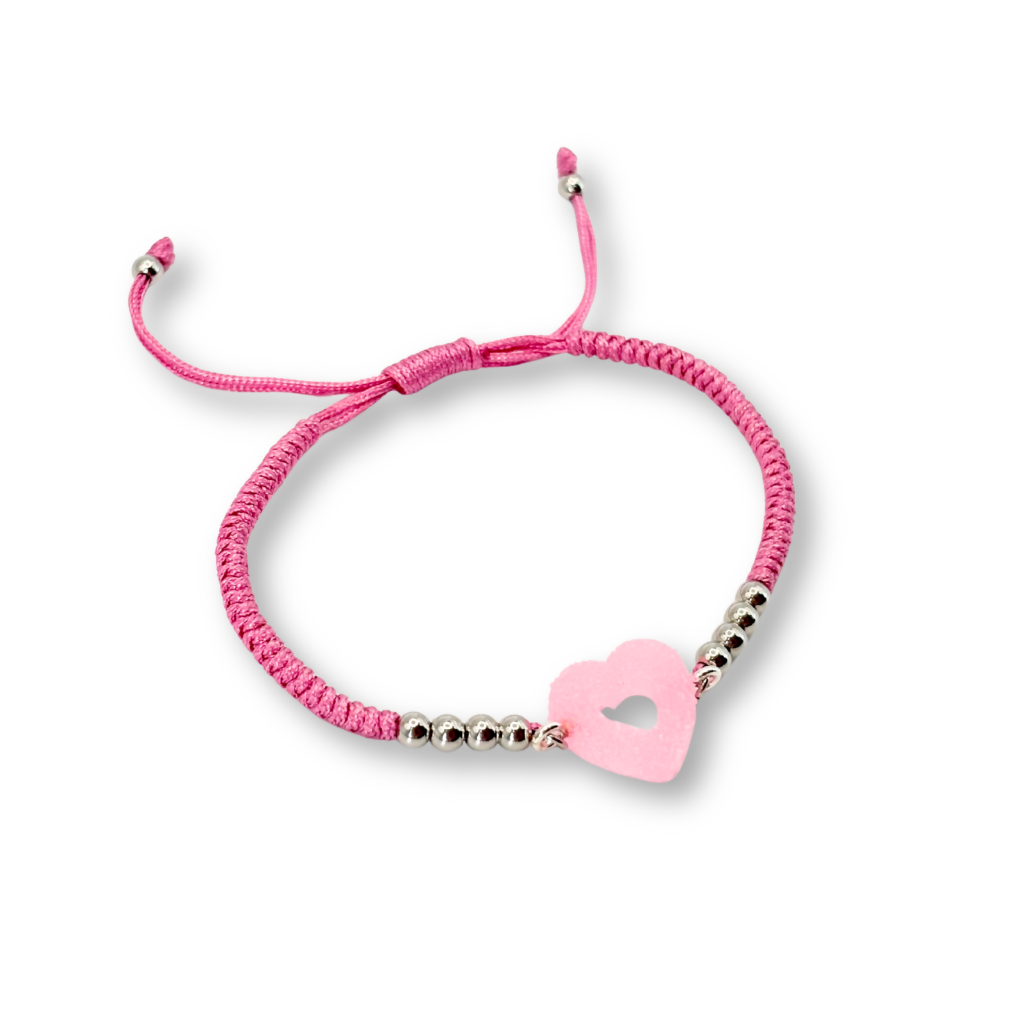 Sugar Coated, Sweetheart Macramé Bracelet in Bubblegum Pink