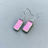 Pink Dichroic Fused Glass Dangle Sterling Silver Earrings - Handmade by Jade Tapson Glass.