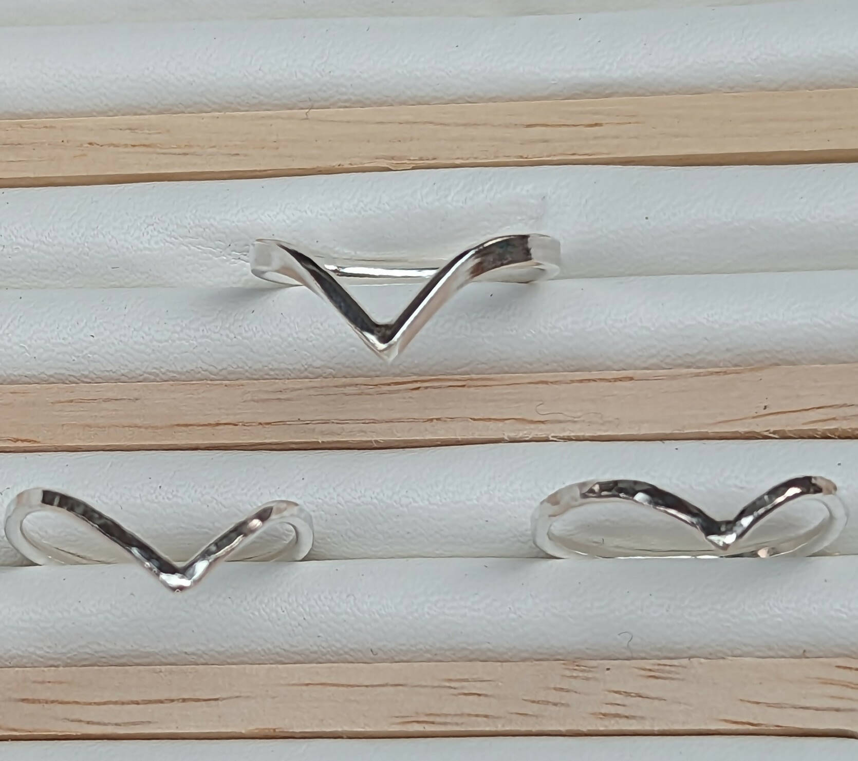 Sterling silver D shaped wishbone stacking ring - Handmade