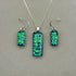 Emerald Green Raindrop Dichroic Glass Necklace and Earrings Set - Sterling Silver, Handmade by Jade Tapson Glass
