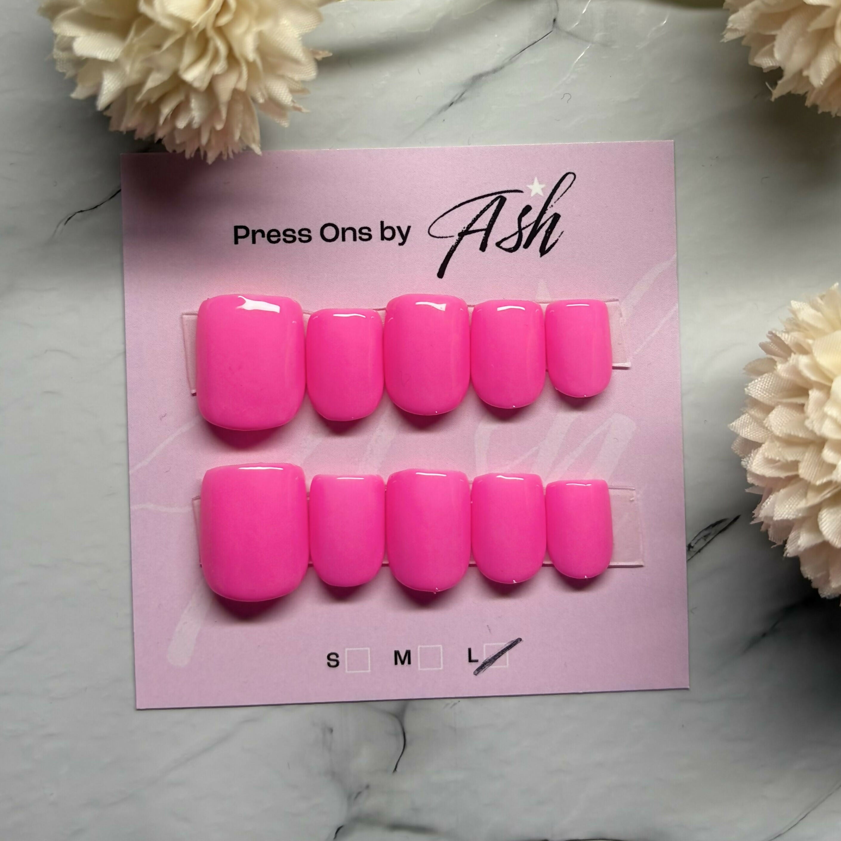 Reusable Bright Pink Handmade Press On Nails