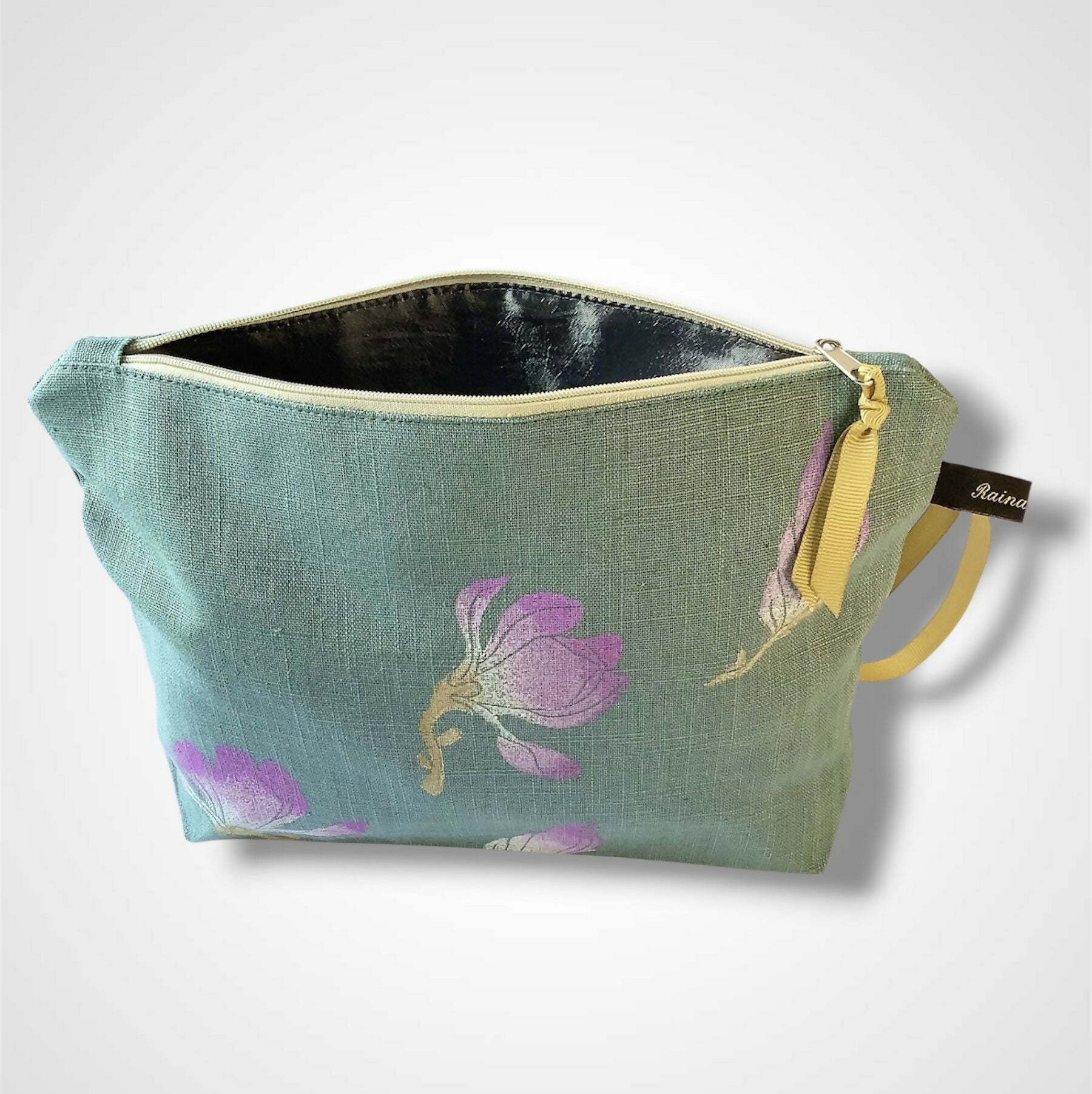 Sage Magnolias Linen Women’s Makeup Bag