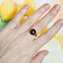 Handmade Black And Red Leaf Resin And Stainless Steel Adjustable Ring