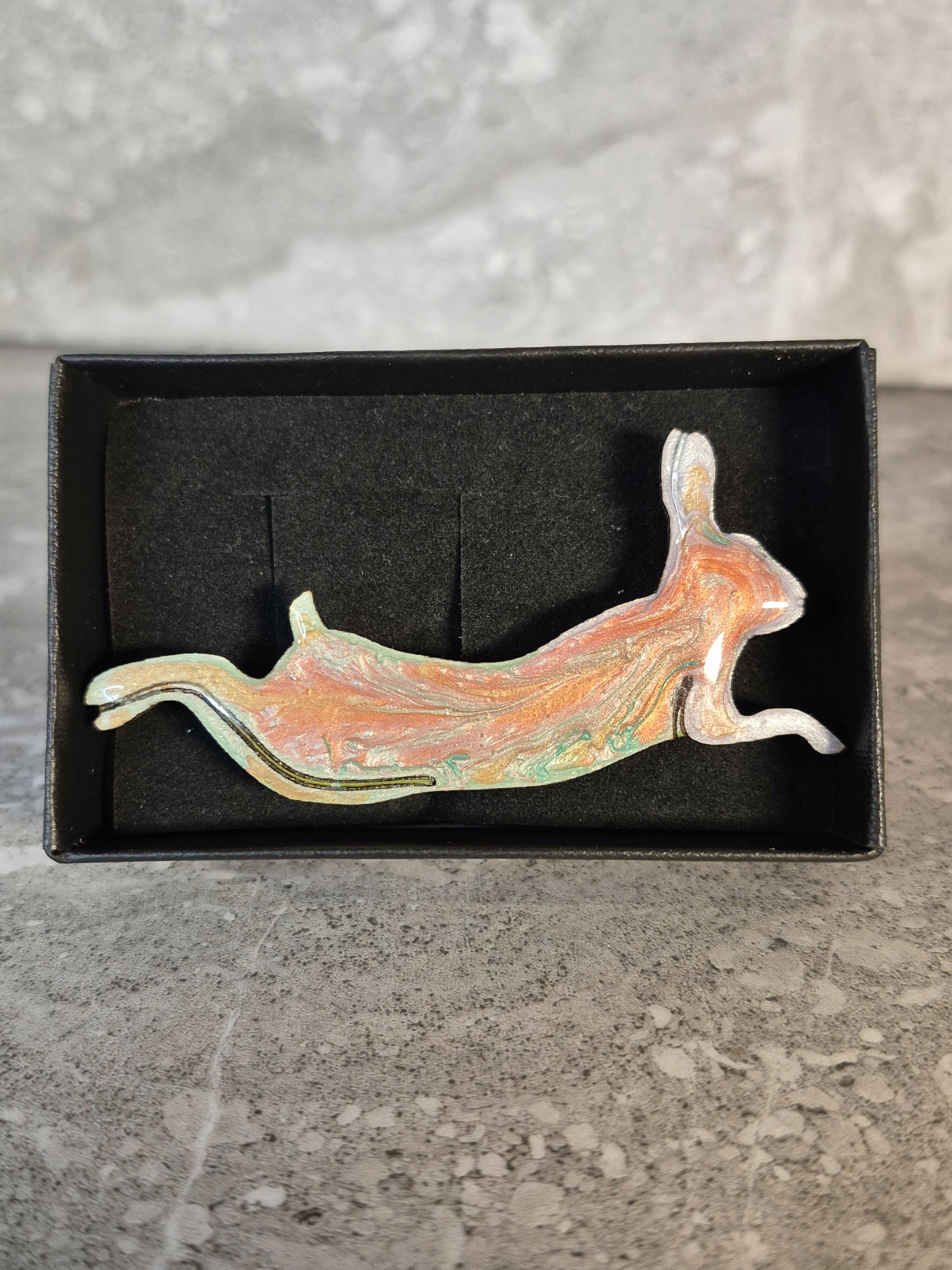 Unique Handcrafted Leaping Hare Pin