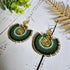 Green Jade Crystal Earrings; Full Moon Macramé Earrings With Gold Spiral & Bohemian Wirework