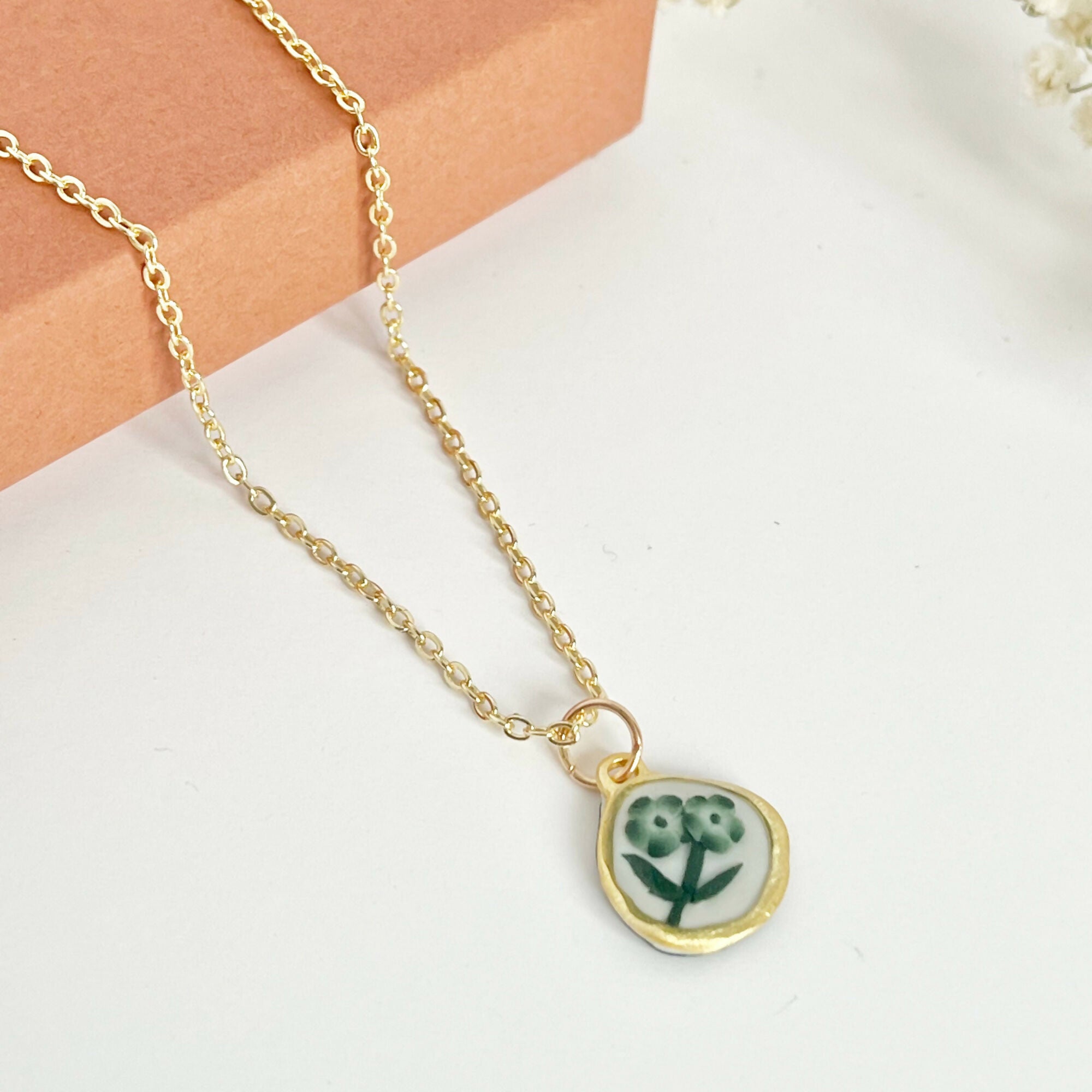 Green China Necklace No. 1 - Handmade Polymer Clay Necklace